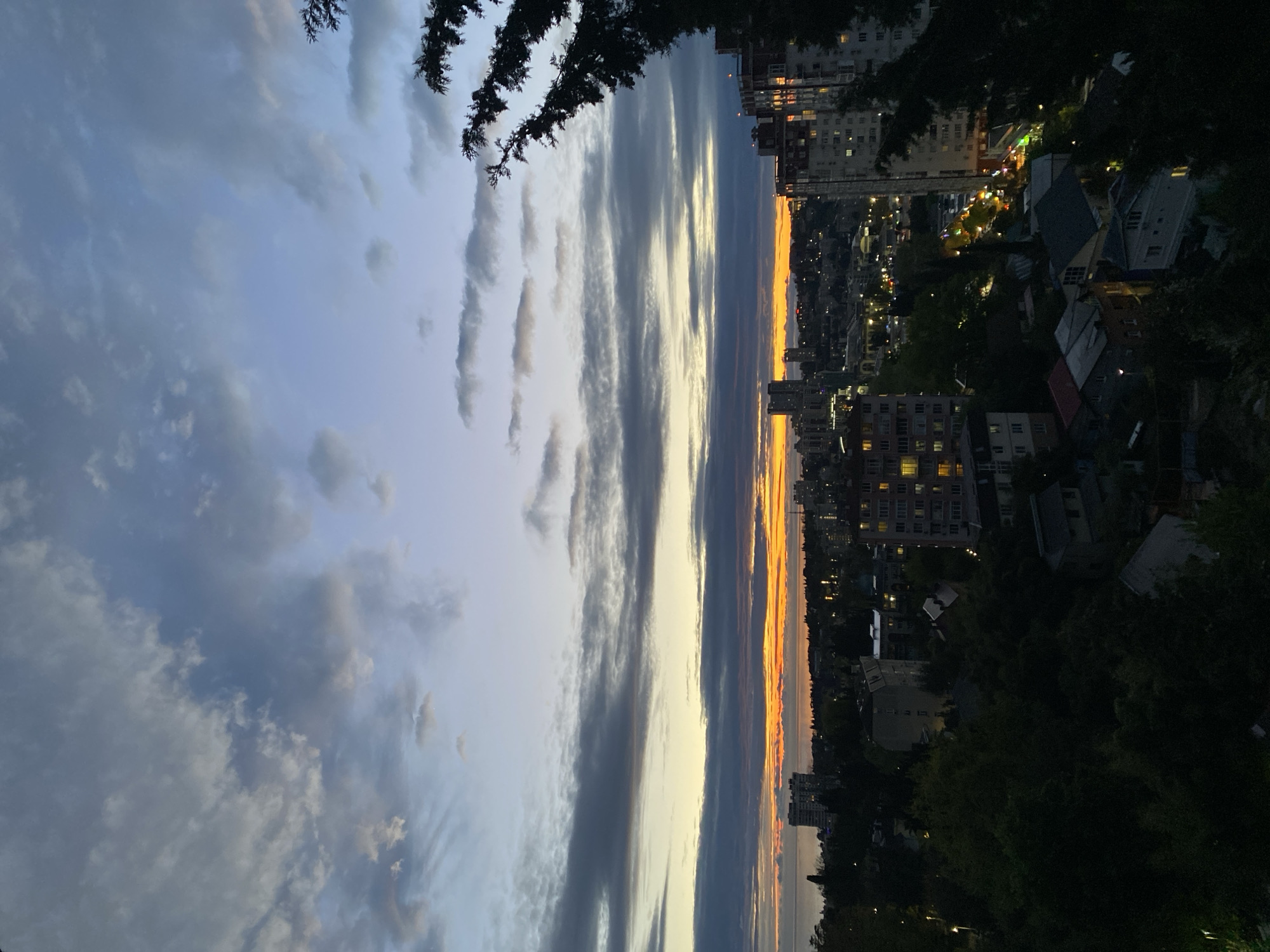 Sunset observed between buildings in Sochi, Russia