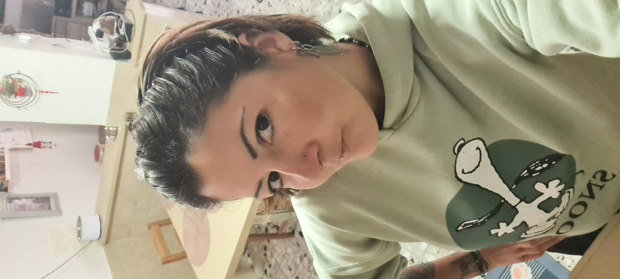 Woman poses for indoor selfie in Nahariyya