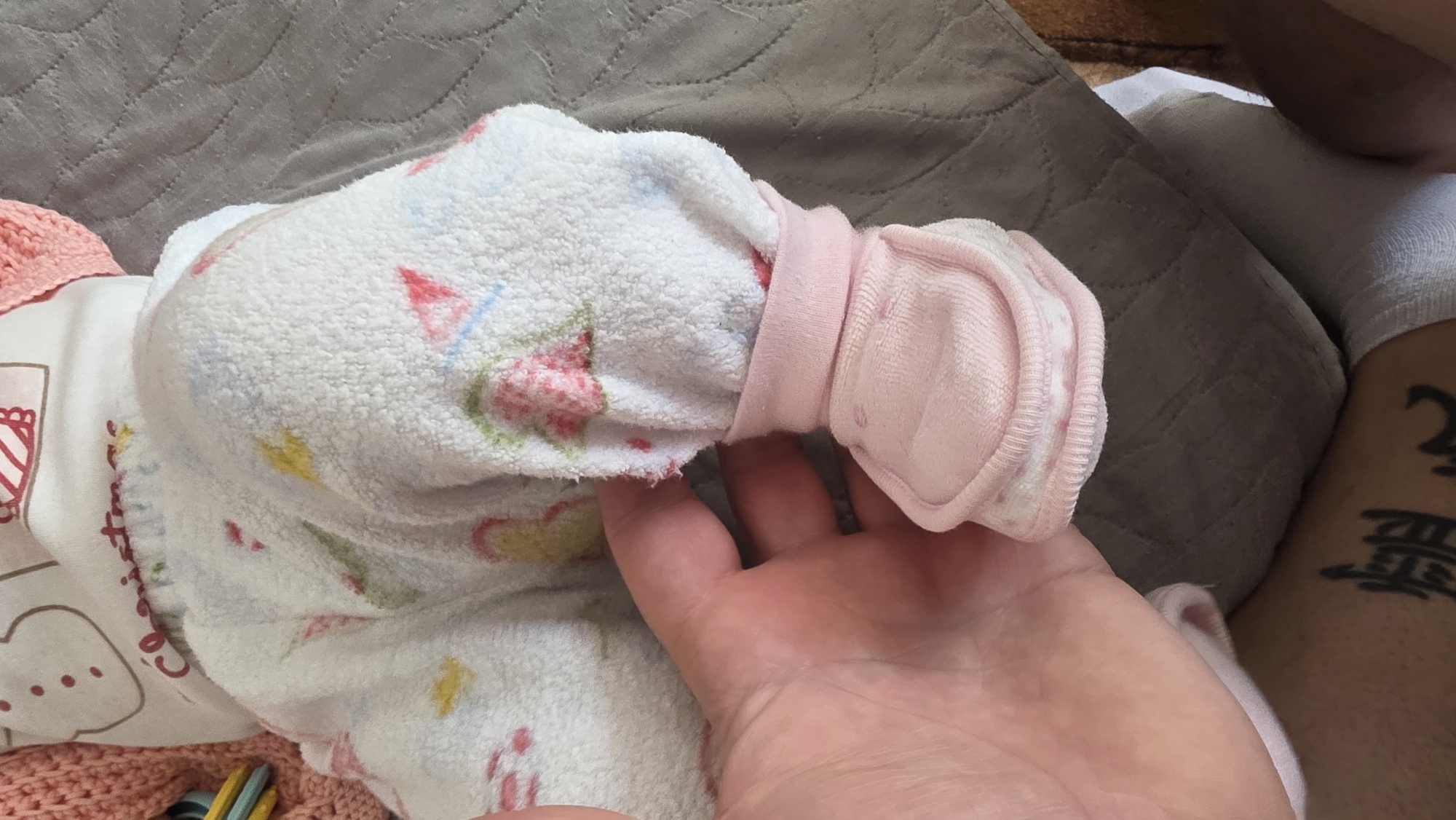 Early morning infant care moments documented in Bulgarian home