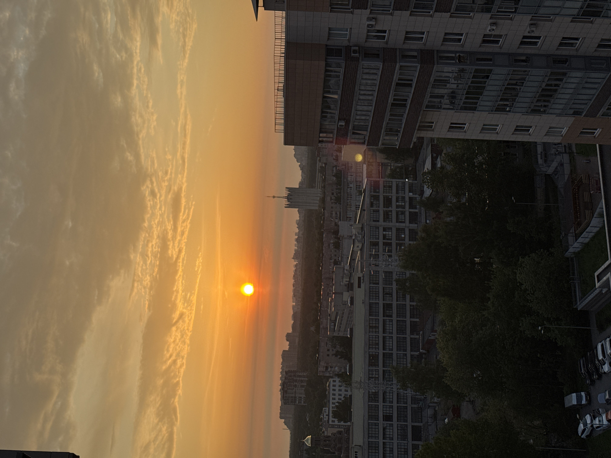 Sunset cityscape documented in Lake Ladoga region, Russia
