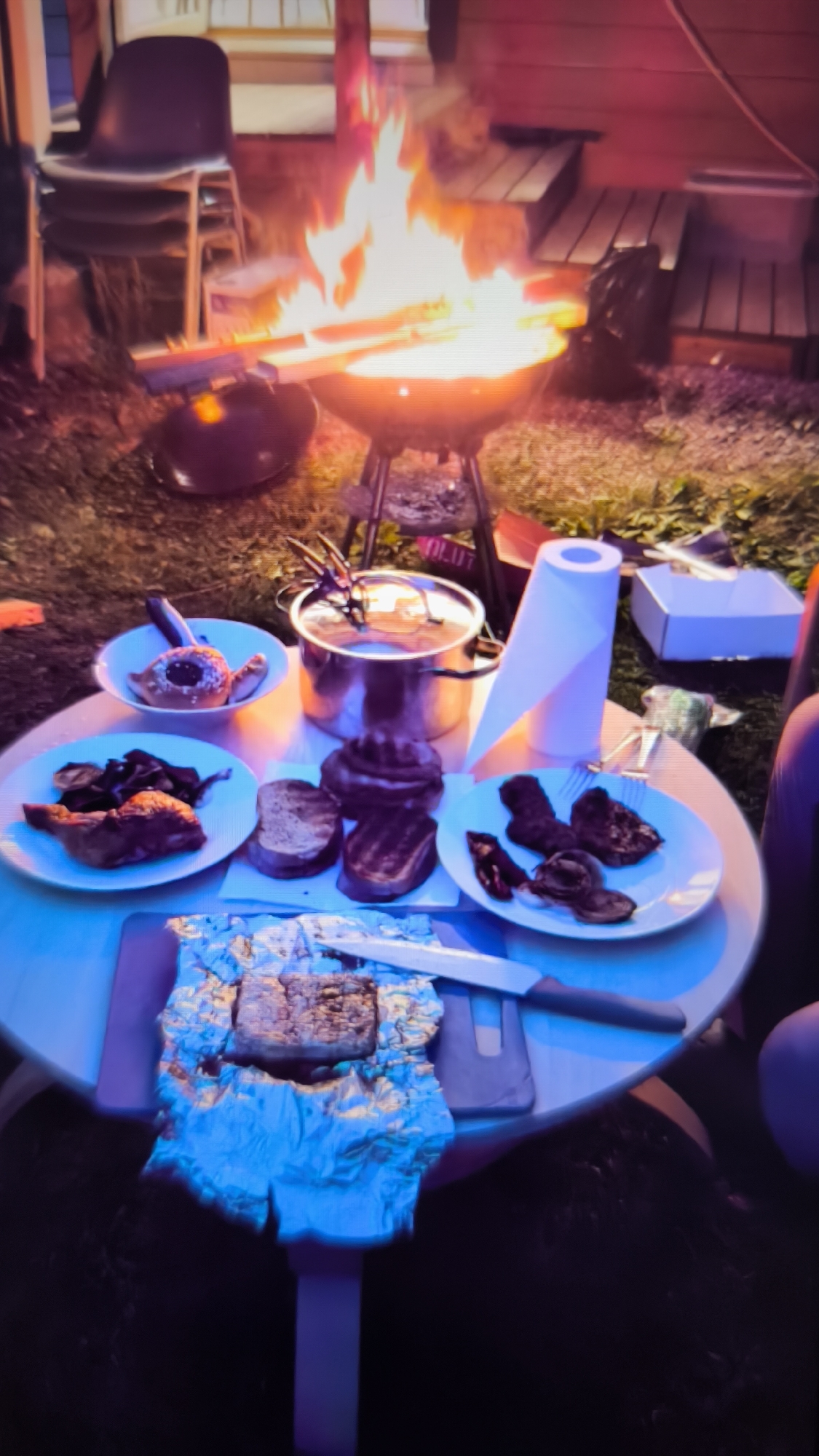 Evening memories span outdoor gathering, nature scenes, illuminated mosque