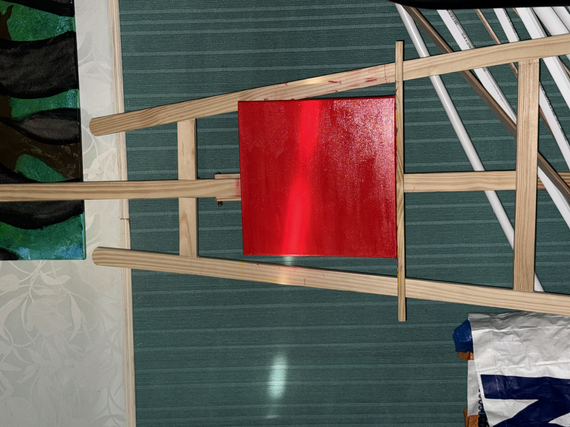 Abstract art collection displayed in Domont studio space