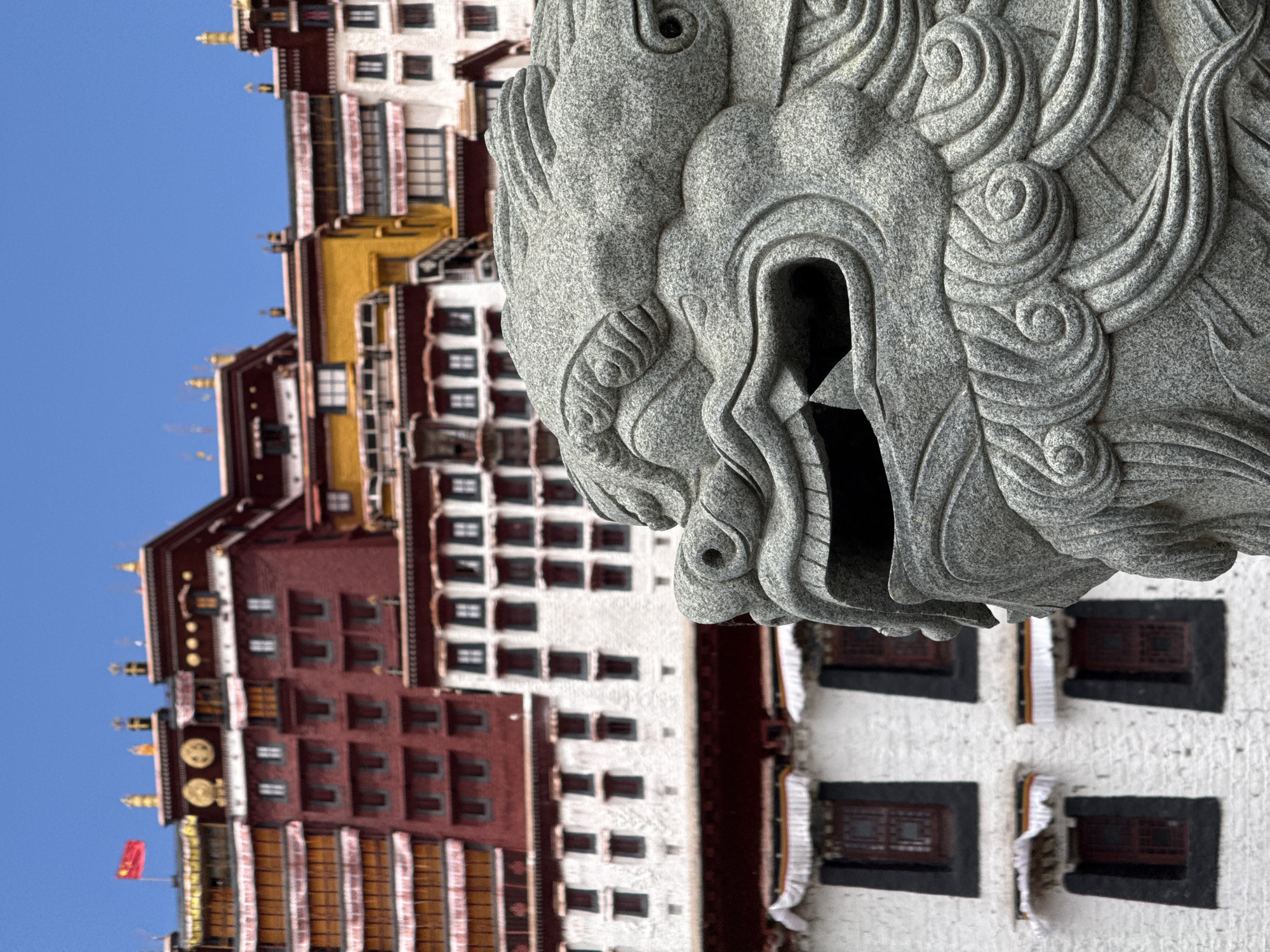 Morning tourists visit Potala Palace in Lhasa Tibet