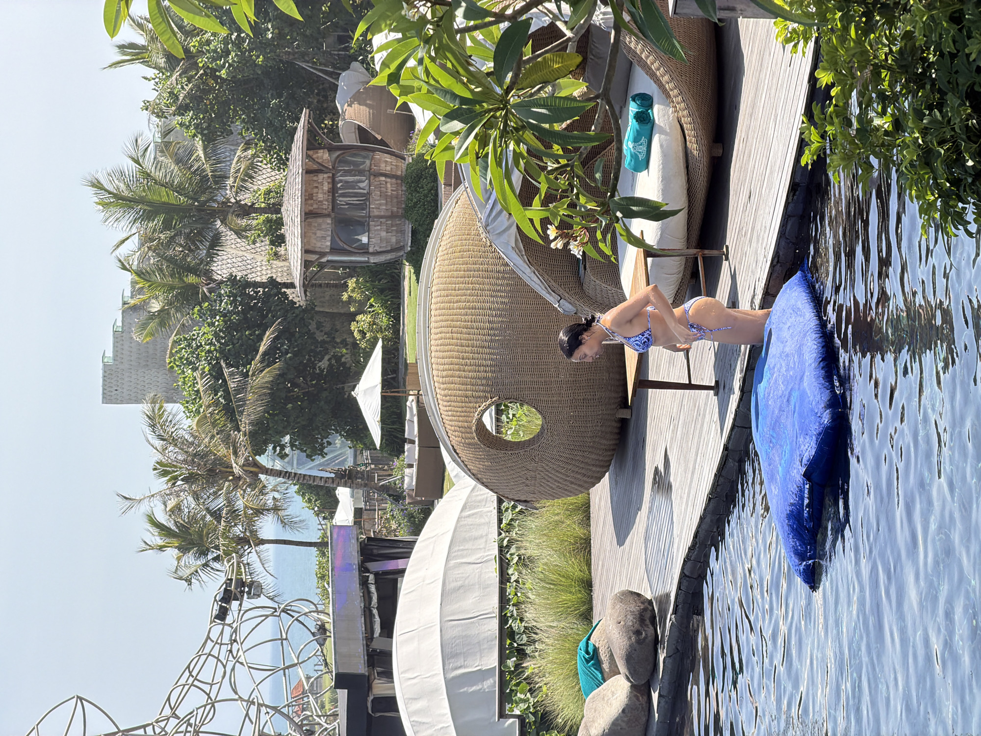 Poolside and café life at a beachfront spot in Kediri