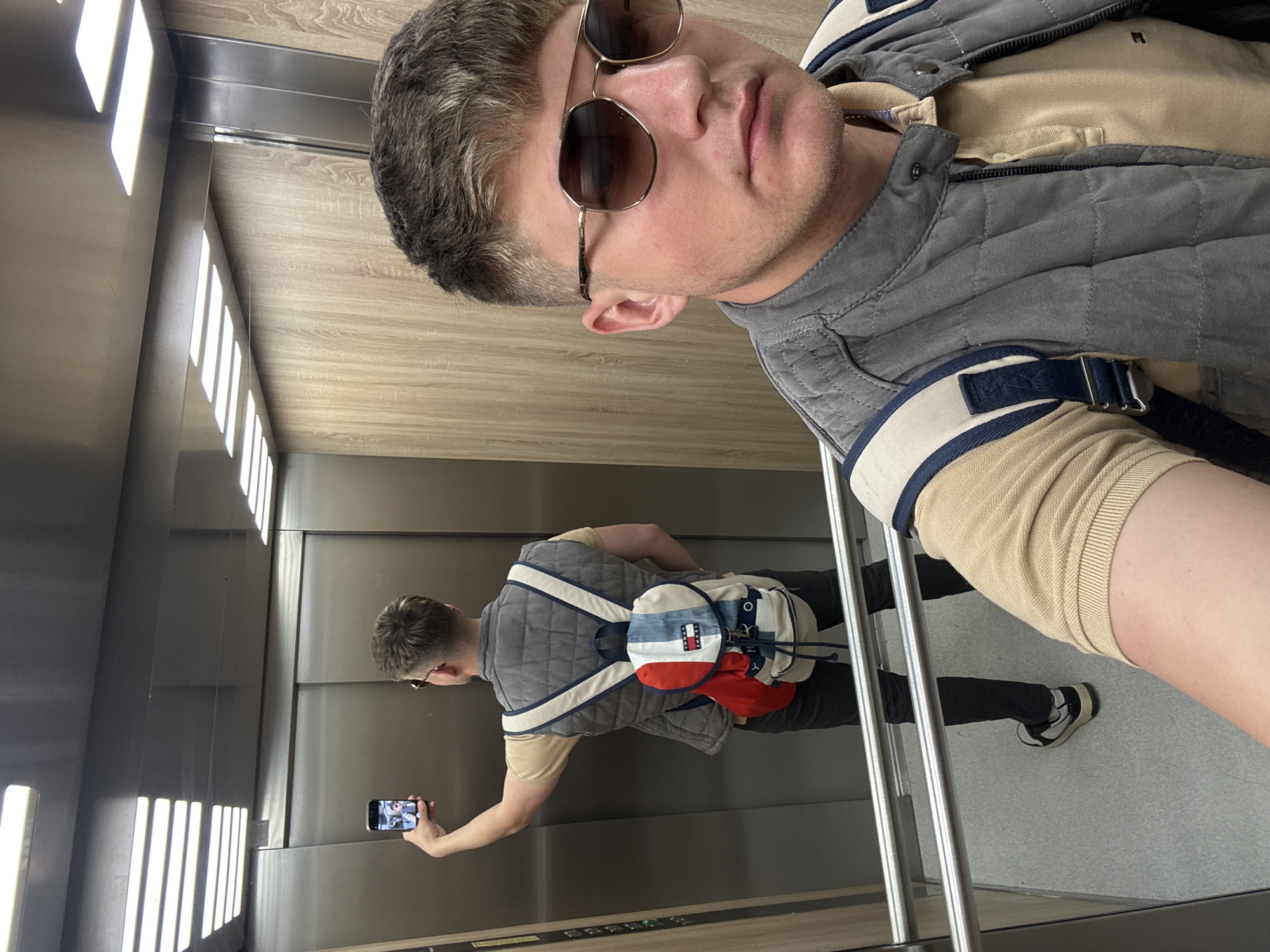 Tourist documents selfie session in Plovdiv elevator and streets