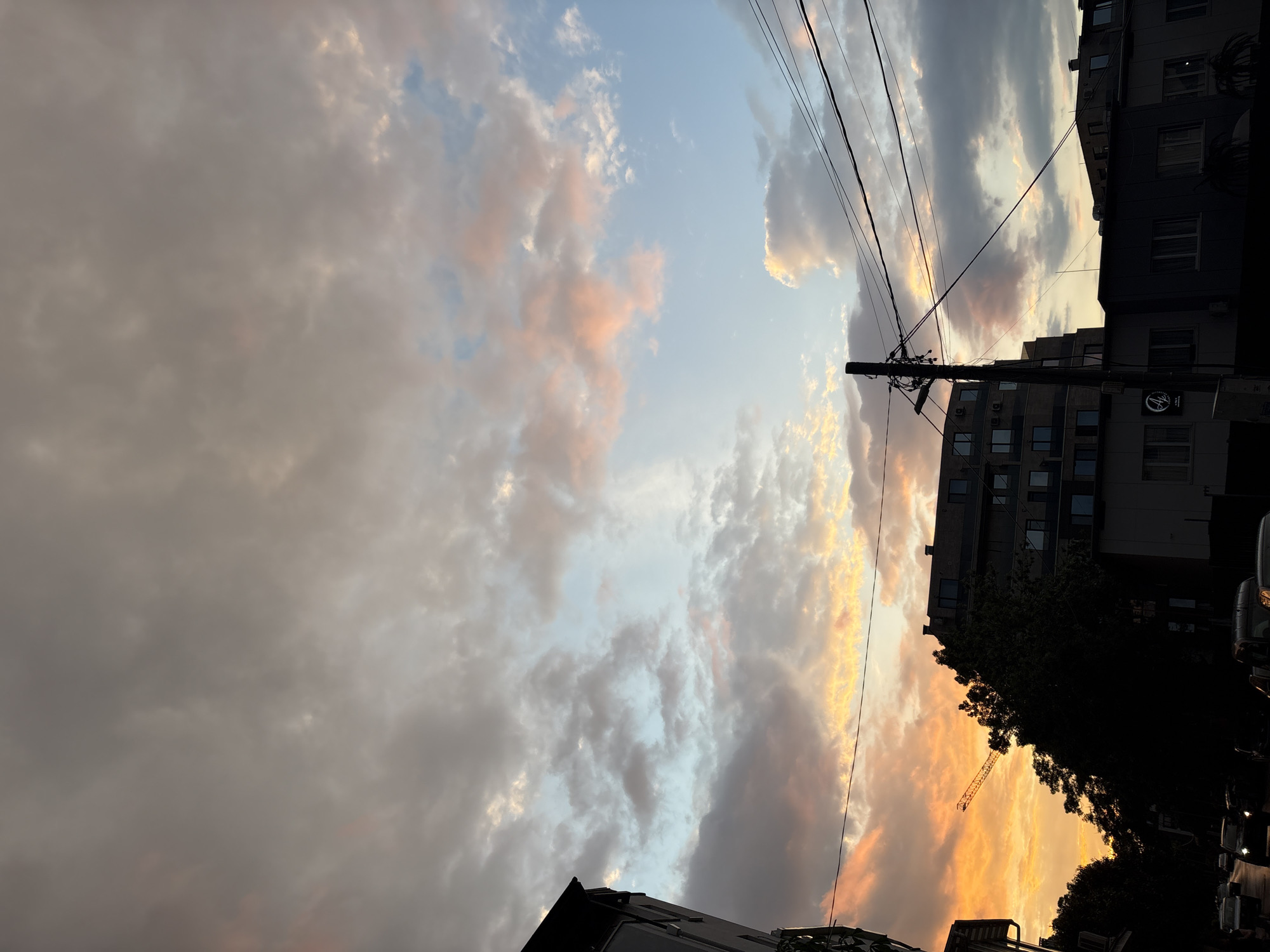 Dramatic orange-grey sky photographed at dusk in Sofia
