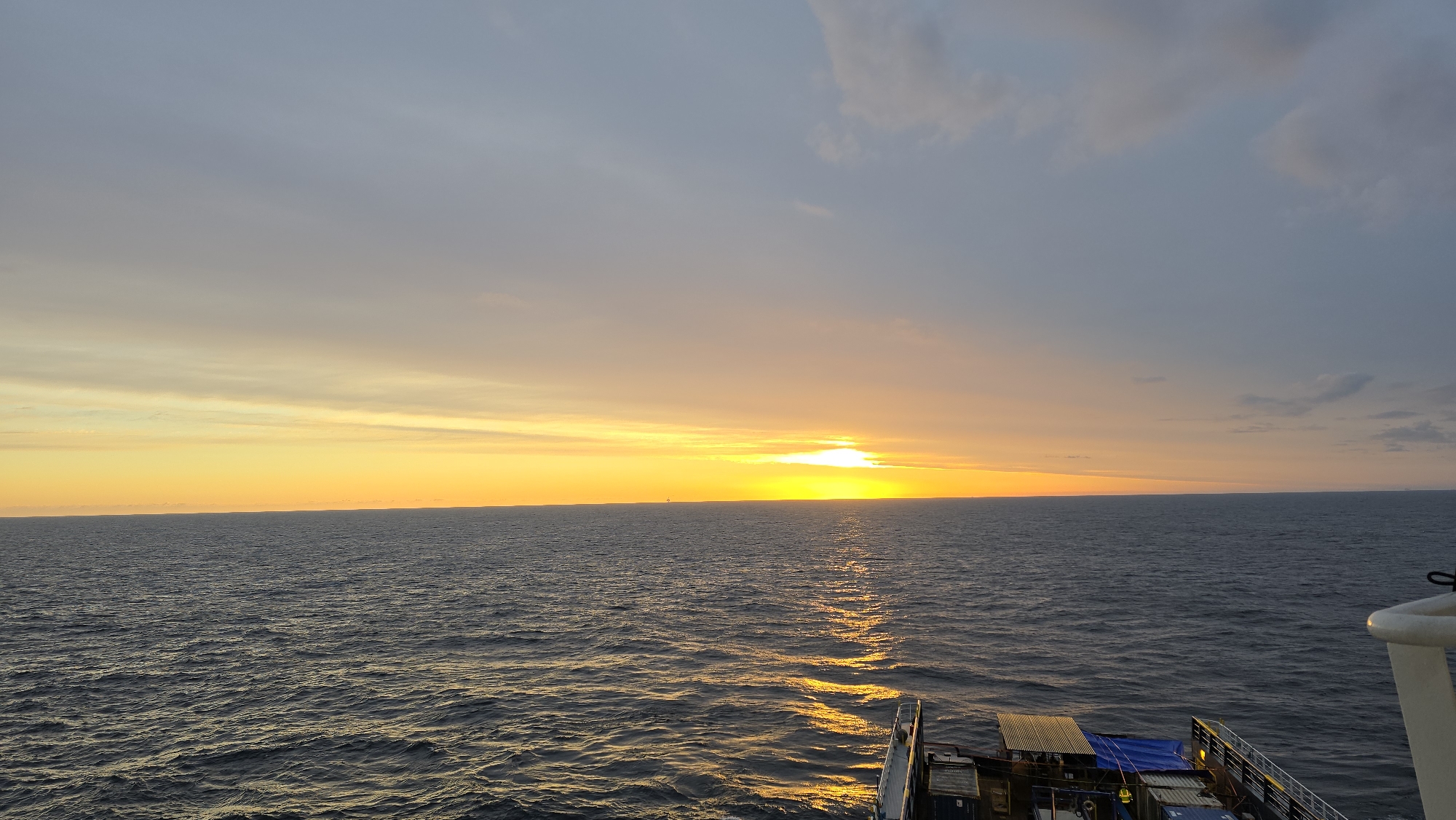 Sunset observed from ship off Randaberg, Norway coast