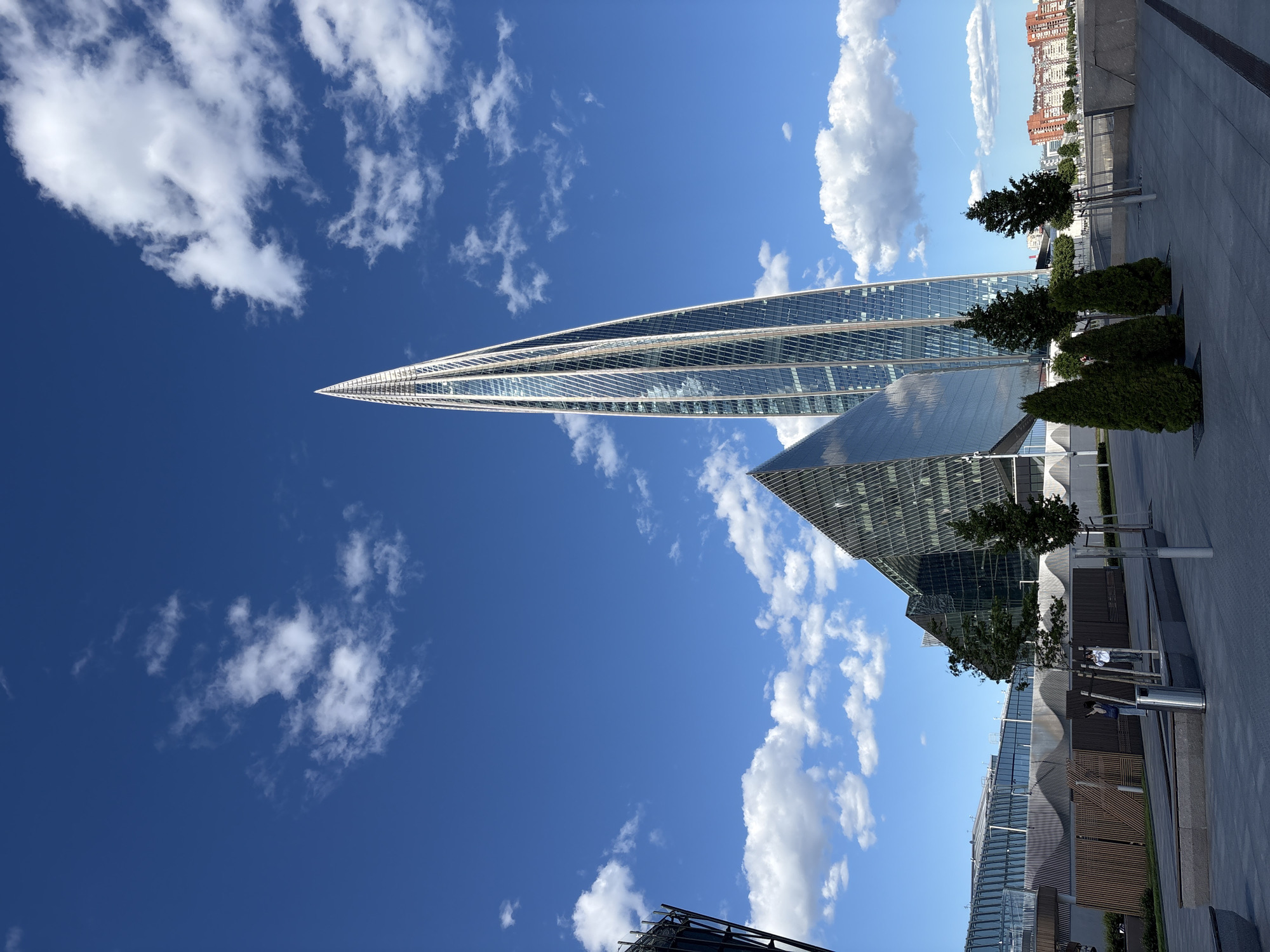 Lakhta Center up close on a clear Saint Petersburg afternoon