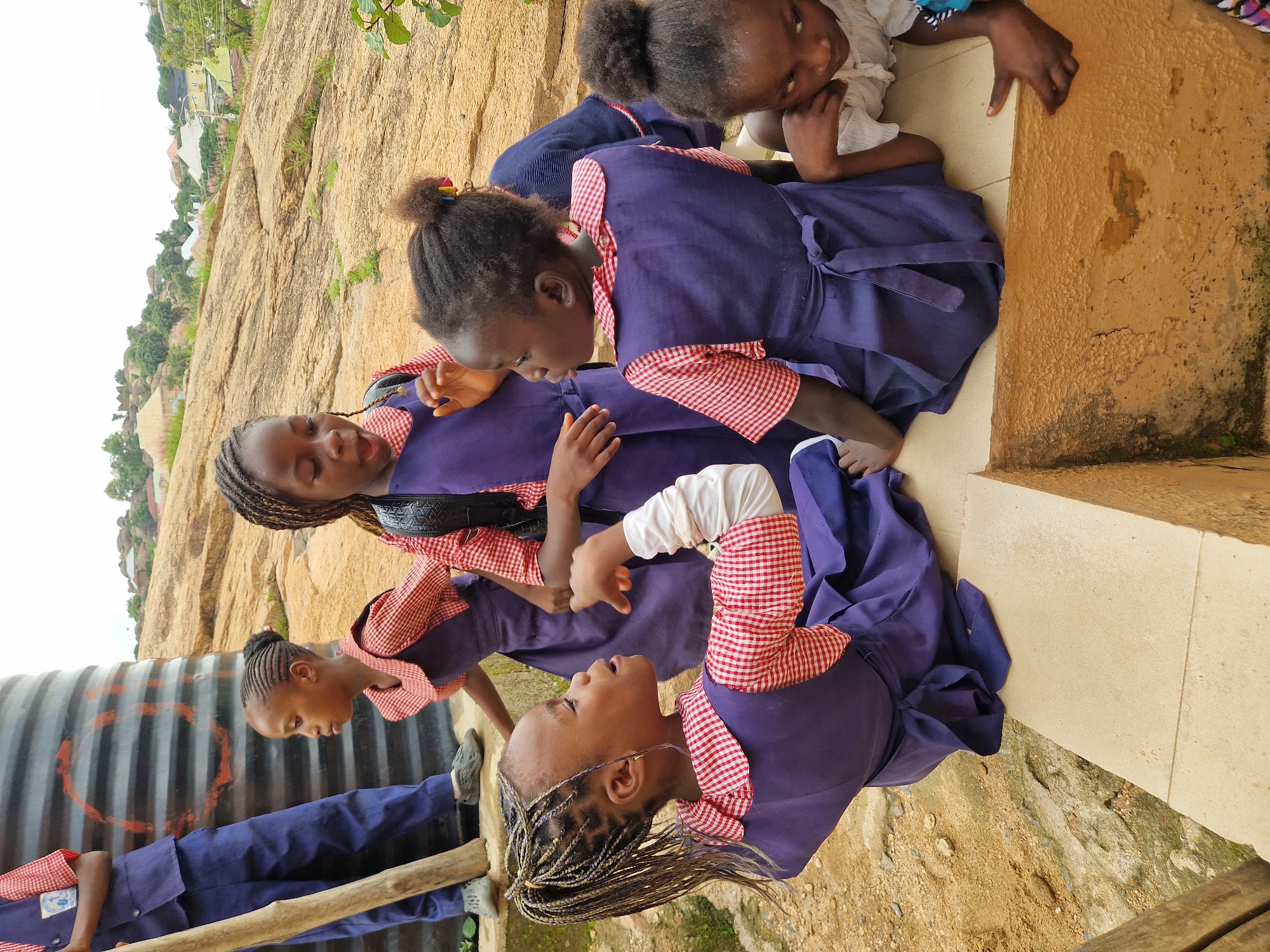 School kids and street life in a West African neighborhood