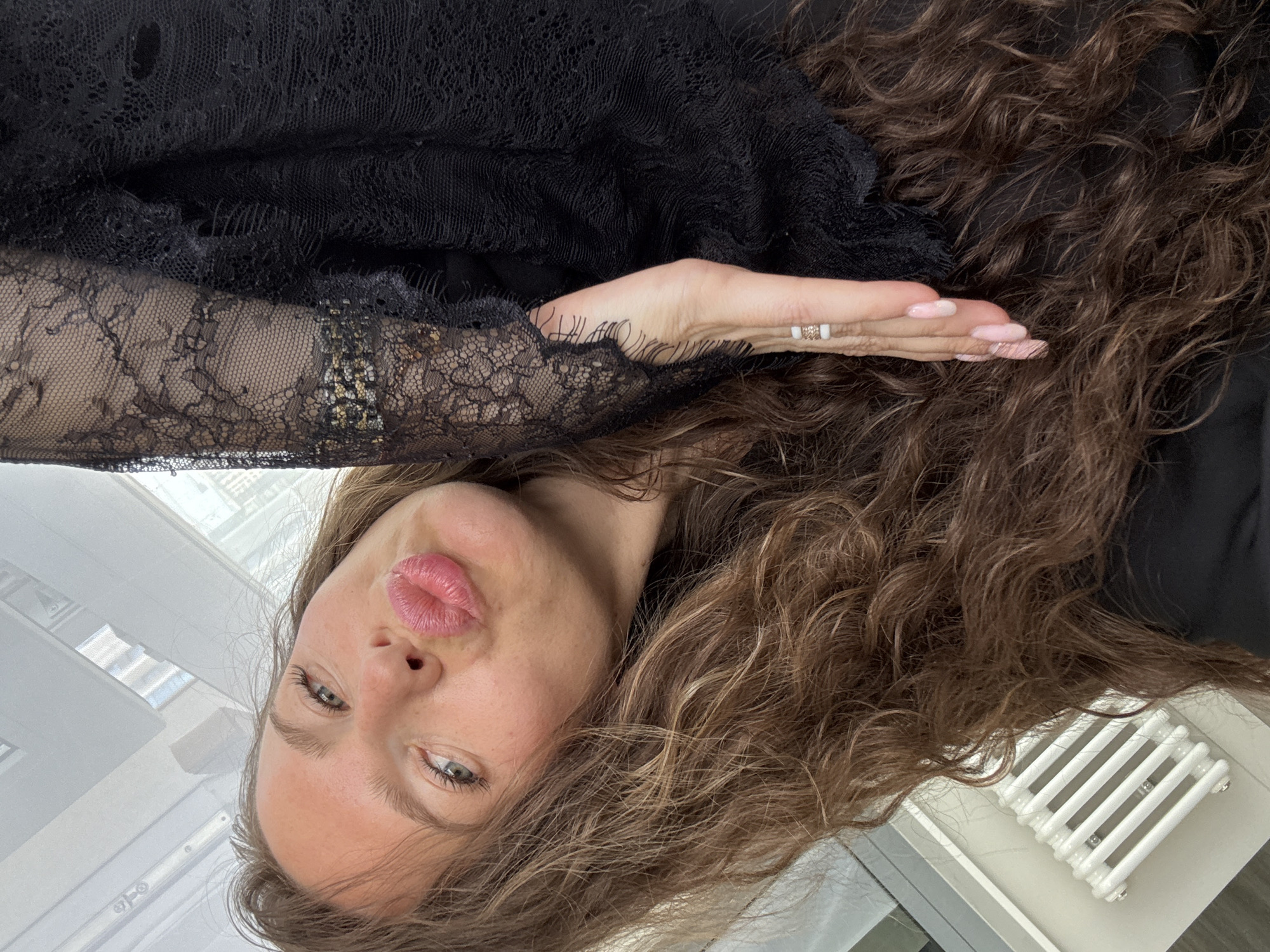 Close-up selfie with black lace, shot in Khimki