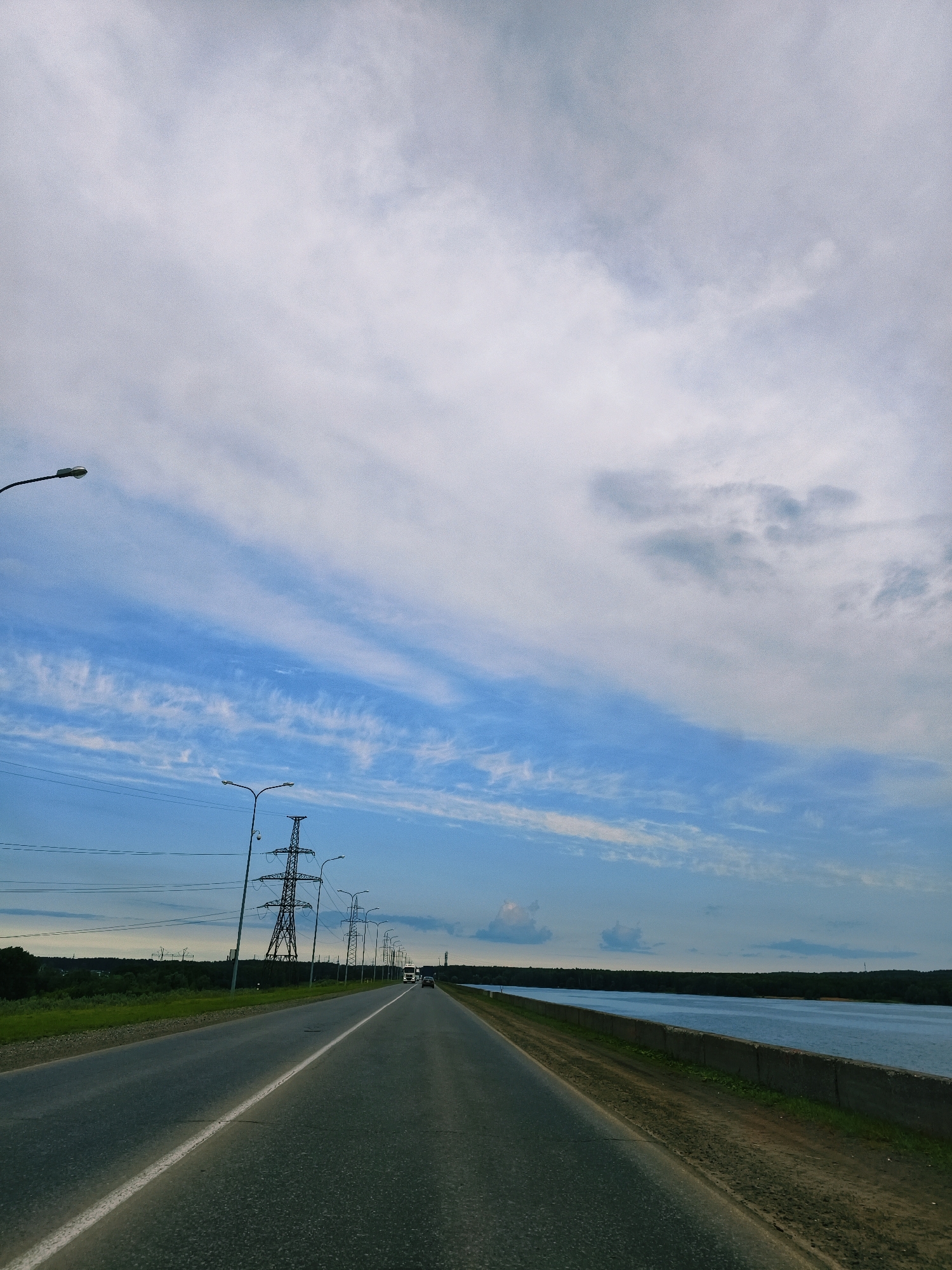 Early morning road travel documented in Chaikovsky, Russia