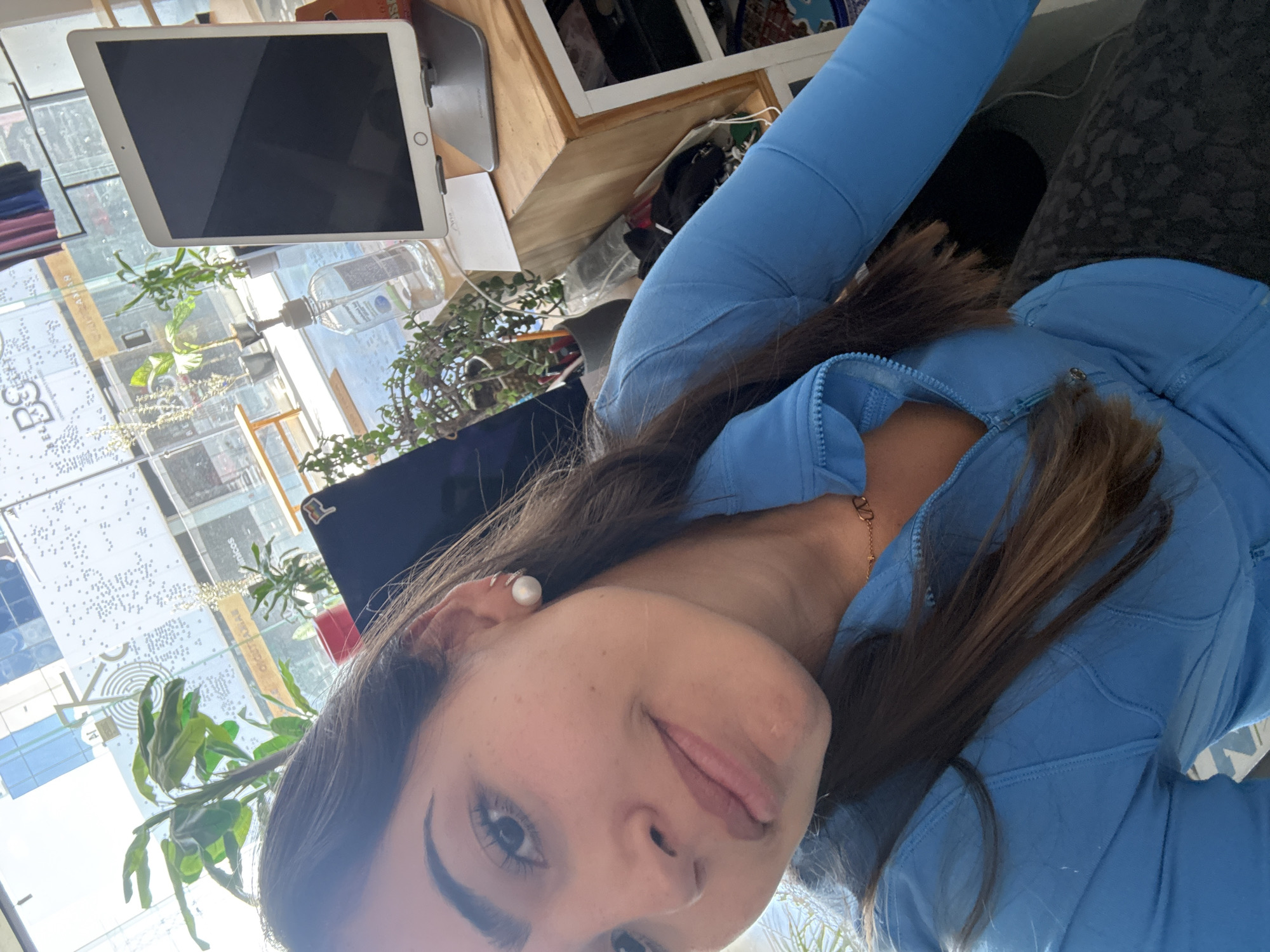 Woman documents fitness studio session in Puebla
