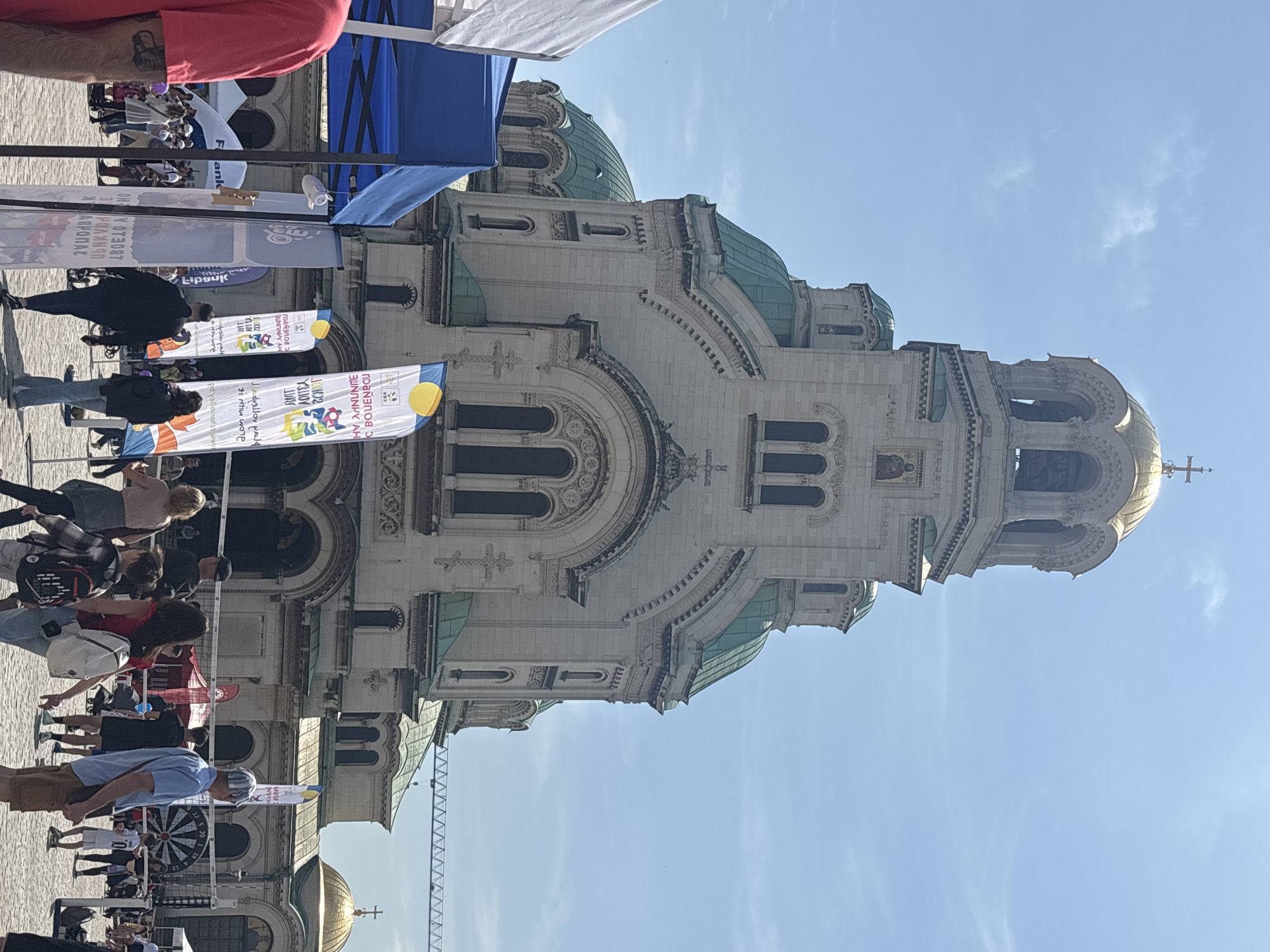 Kids boxing demo and dance performance near Sofia cathedral