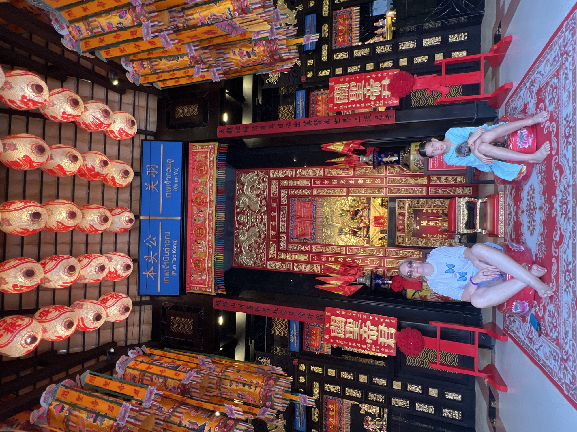 Inside a decorated Chinese temple in Baan Hua Thanon, Thailand