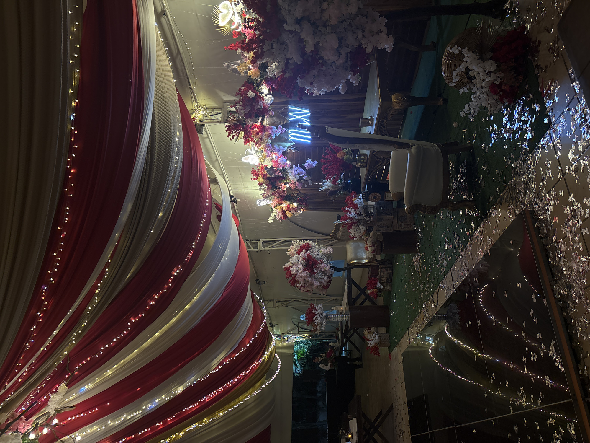 Quinceañera venue decorated with lights in Chilpancingo, Mexico