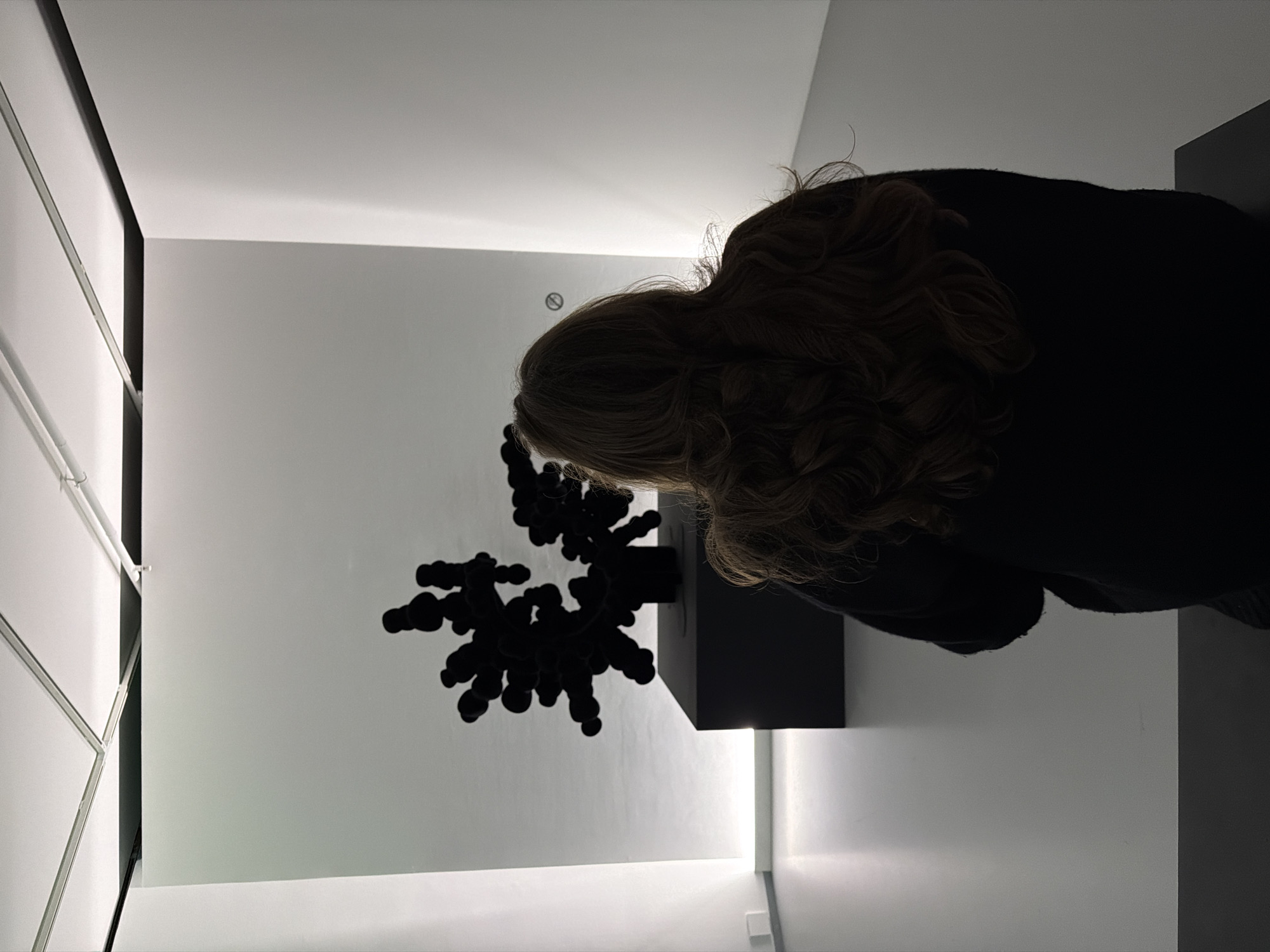 Visitors explore modern art museum in Moscow afternoon