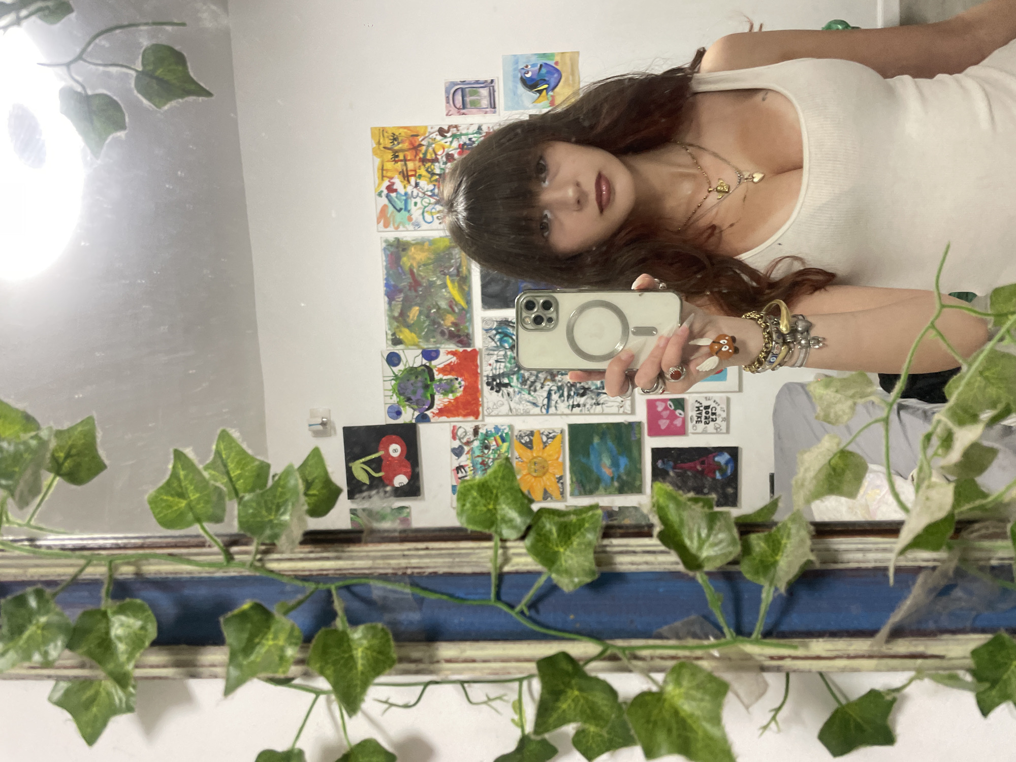 Woman takes mirror selfie in Raanana, Israel