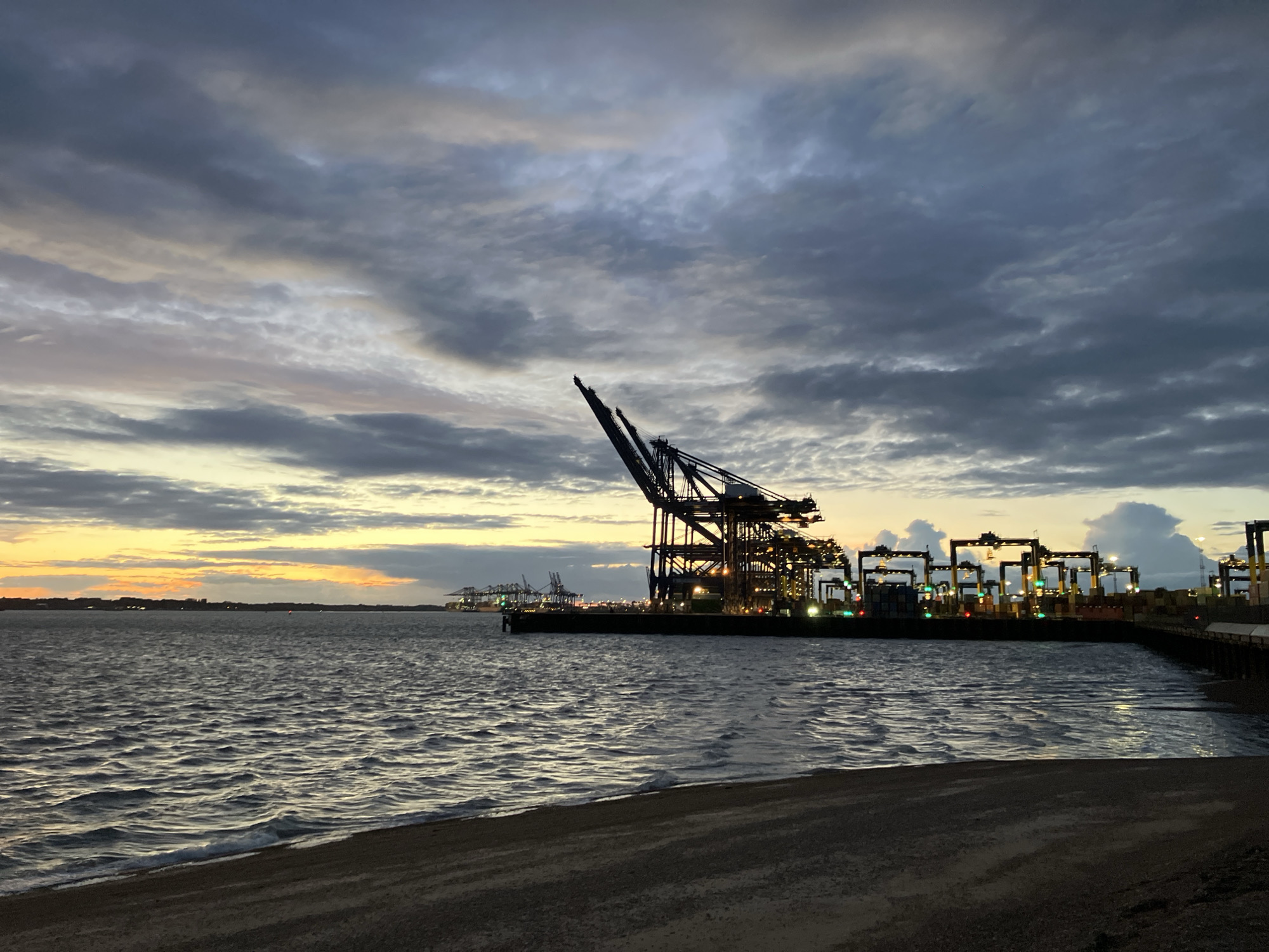 Twilight coastal scenes captured at East Suffolk port and beach
