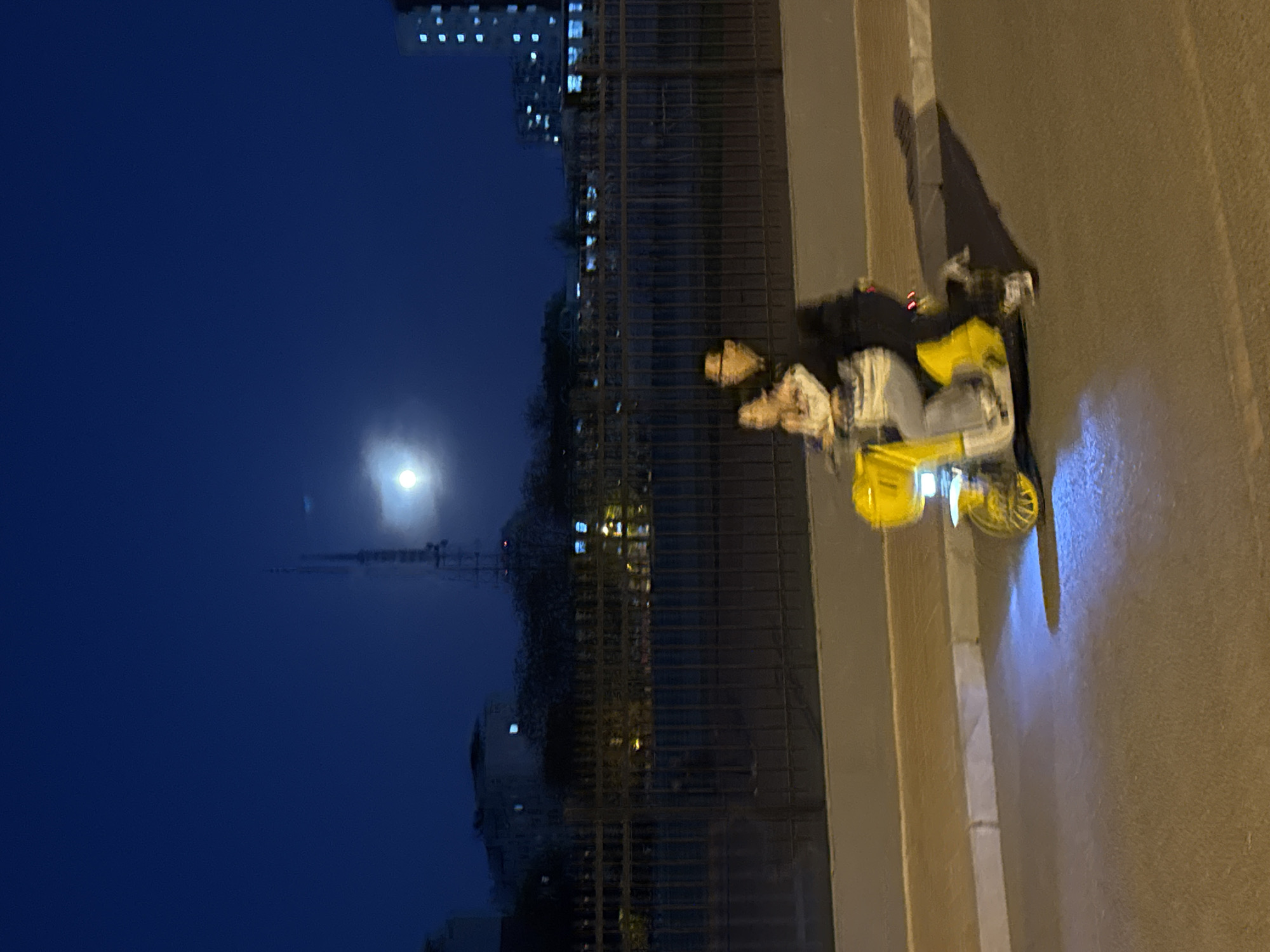 Full moon illuminates nighttime street scene in Zhongtun, China