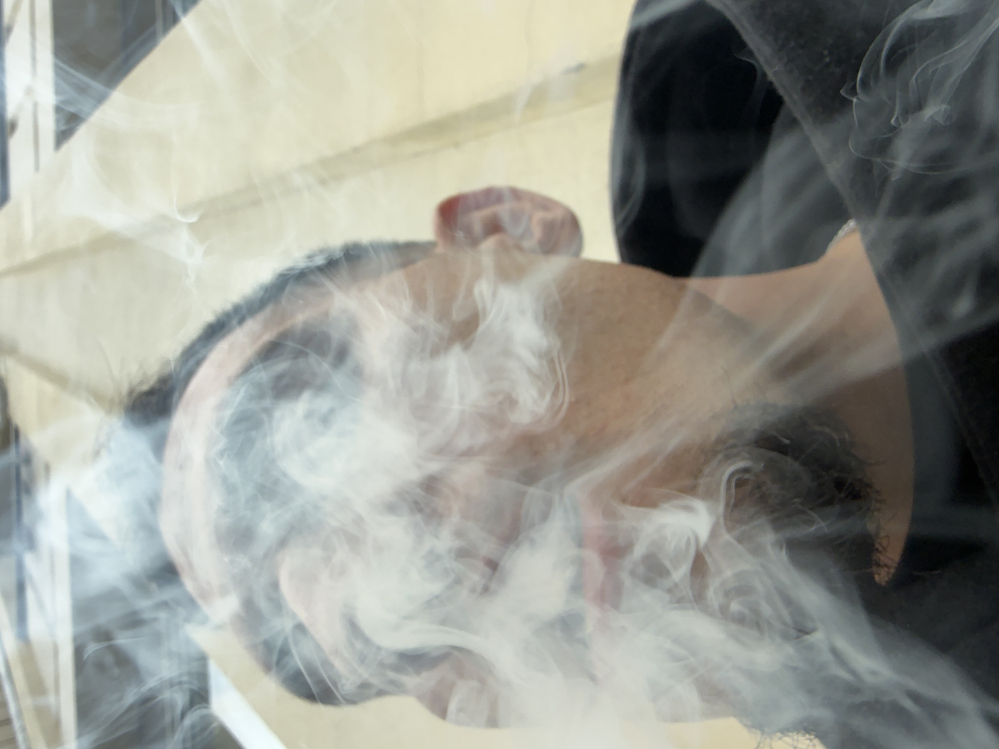 Man photographed with smoke, vehicle interior captured in Shumen