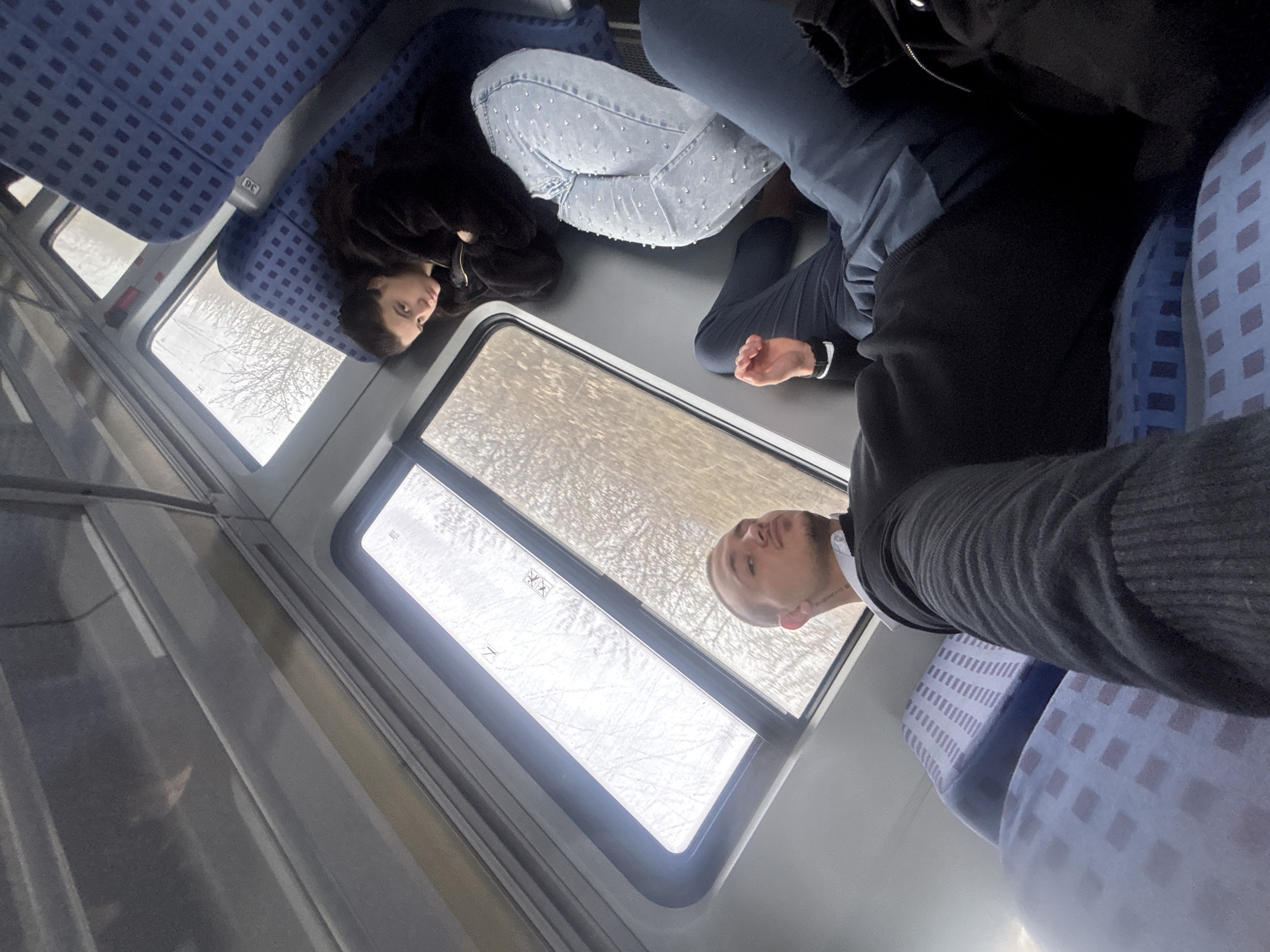 Train passengers observed during journey in Novi han, Bulgaria