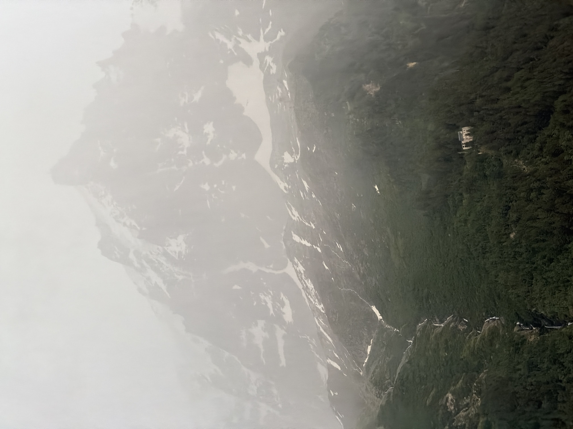Rainy alpine drive through Saint-Gervais-les-Bains mountain roads