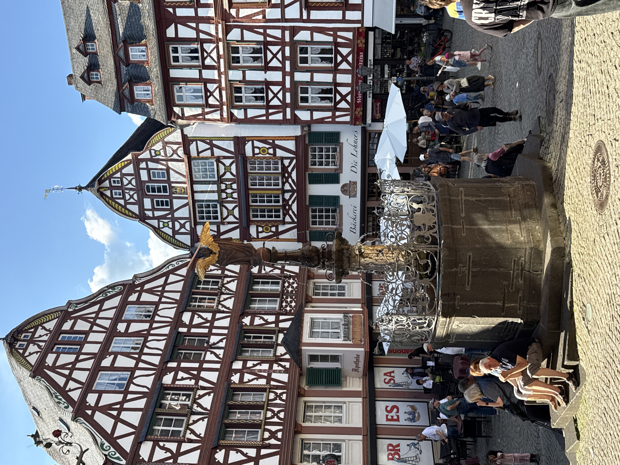 Historic German town square and religious artwork documented