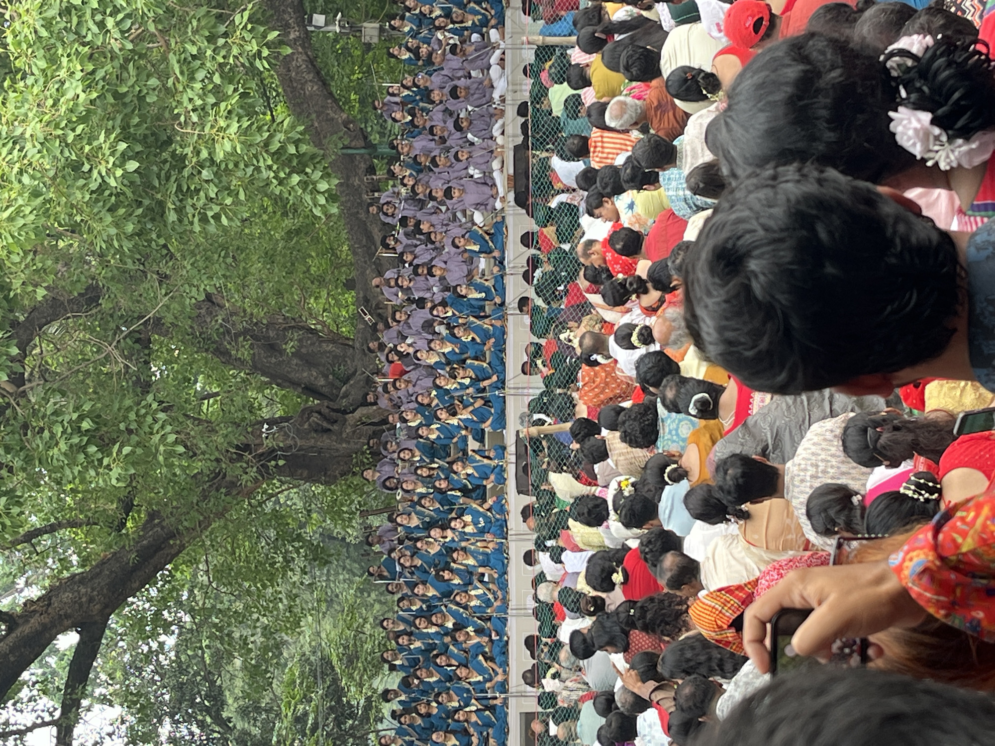 Large crowd gathers outdoors in Dhaka early morning
