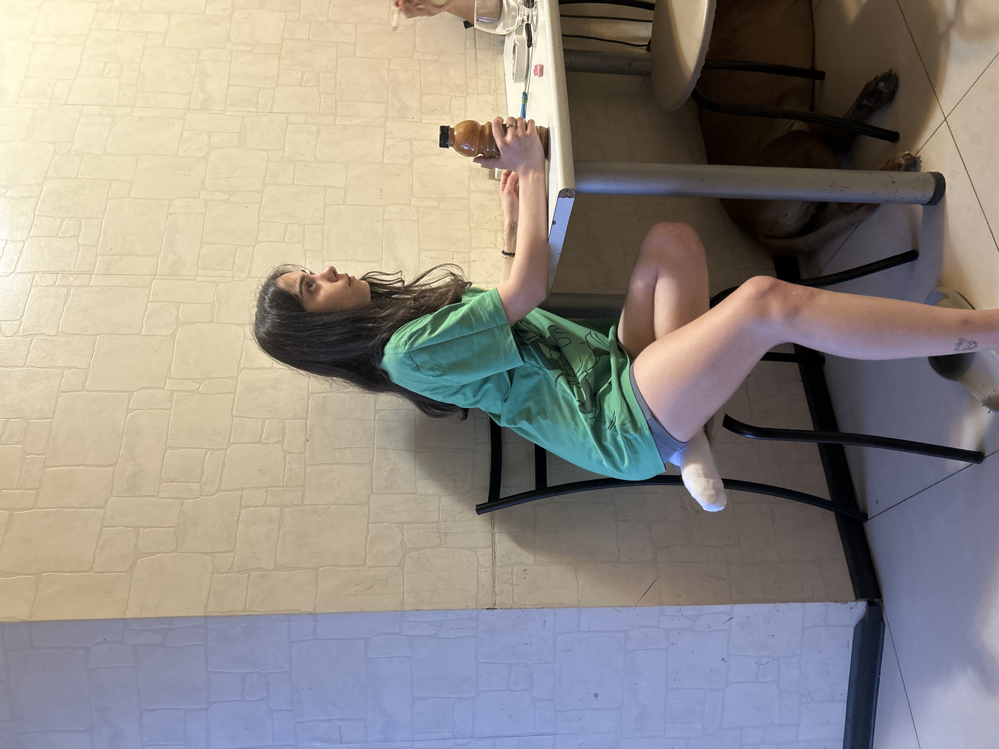 Domestic scenes with woman, dog, fantasy art documented indoors