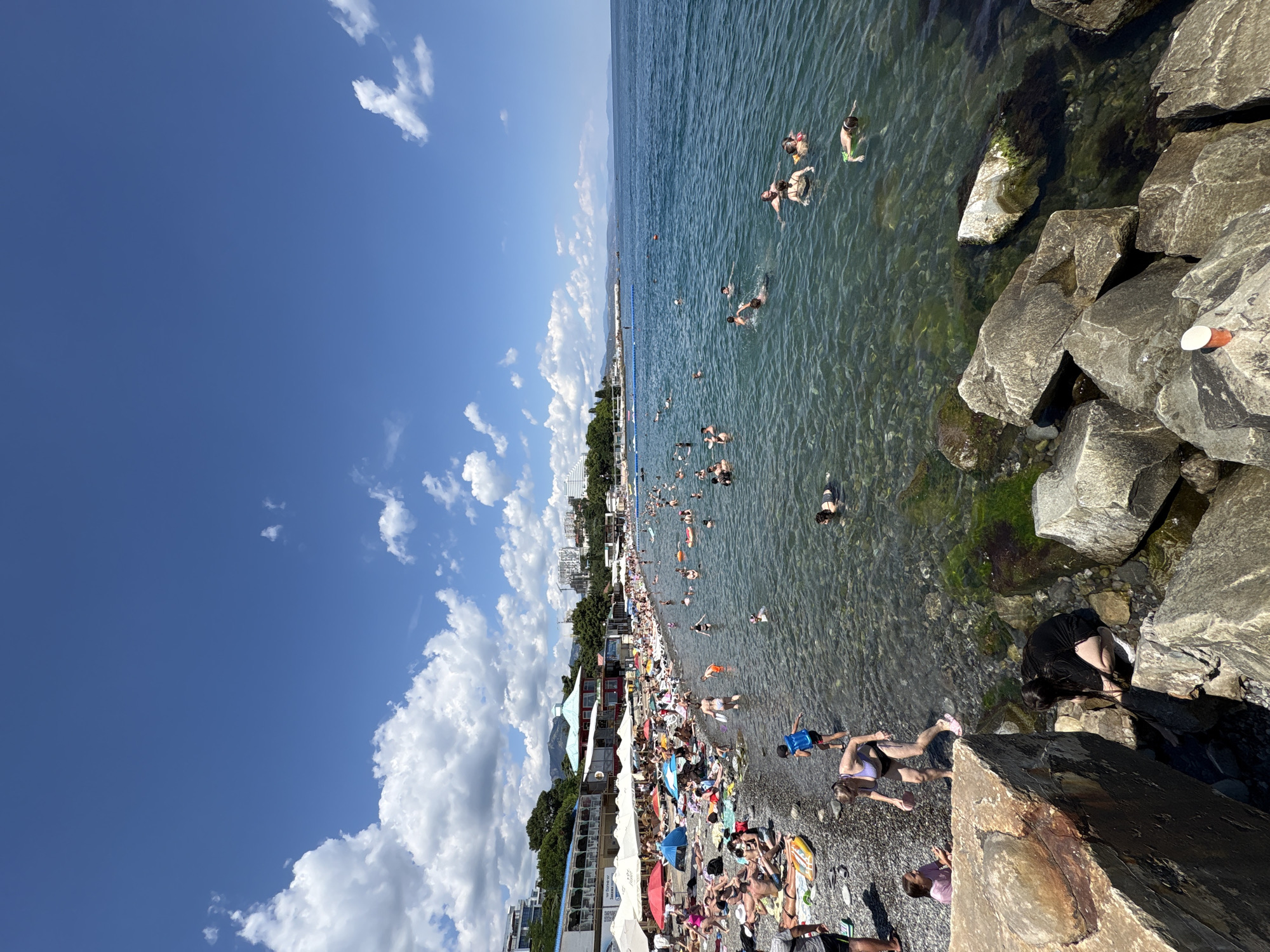 Busy summer day at Alushta's Black Sea waterfront