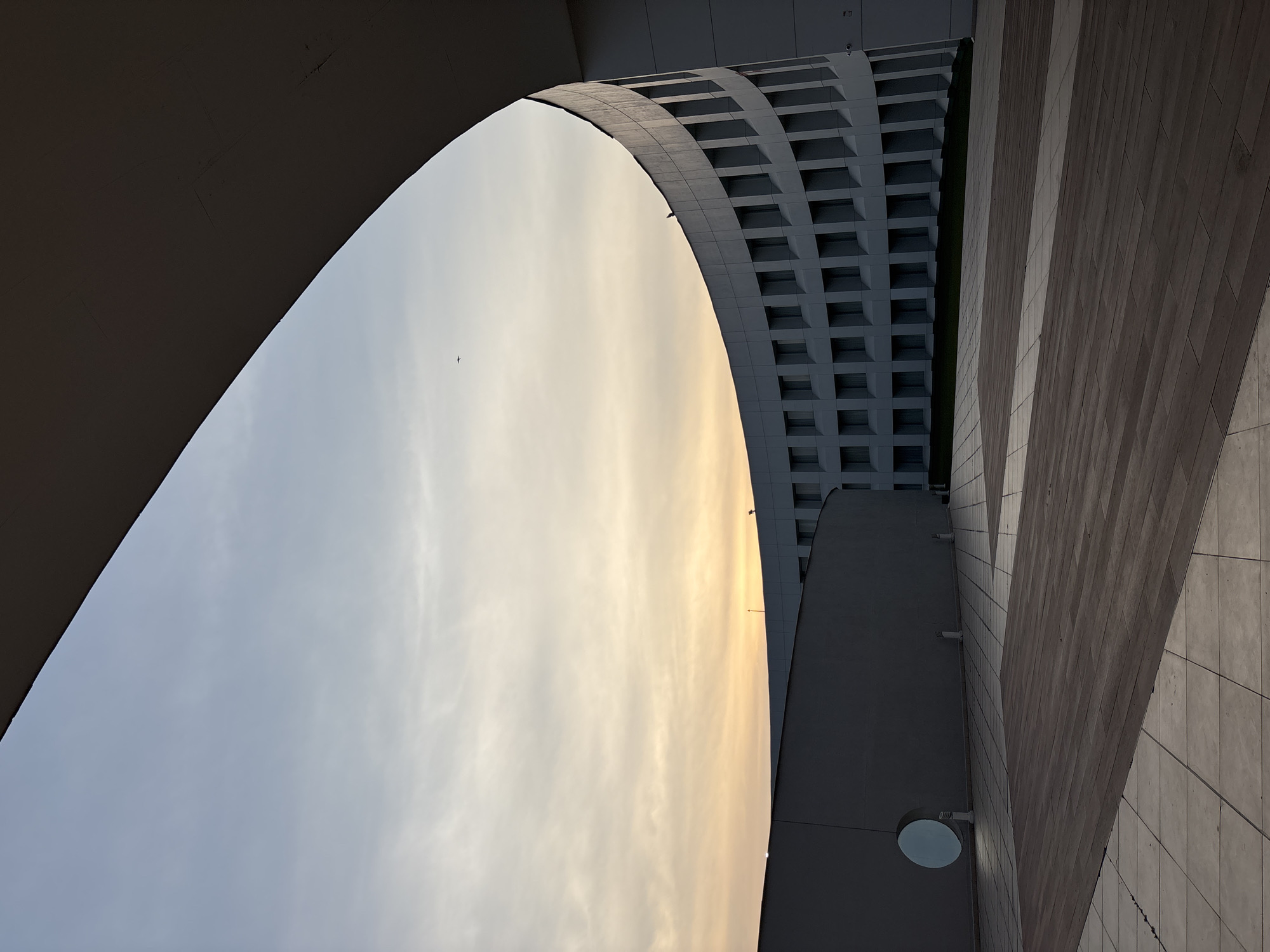 Sunset photographed between buildings in Mexico City