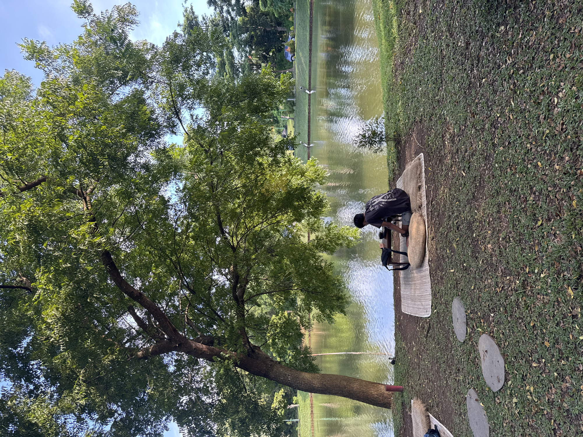 Morning coffee setup observed near tropical waterway in Pecatu