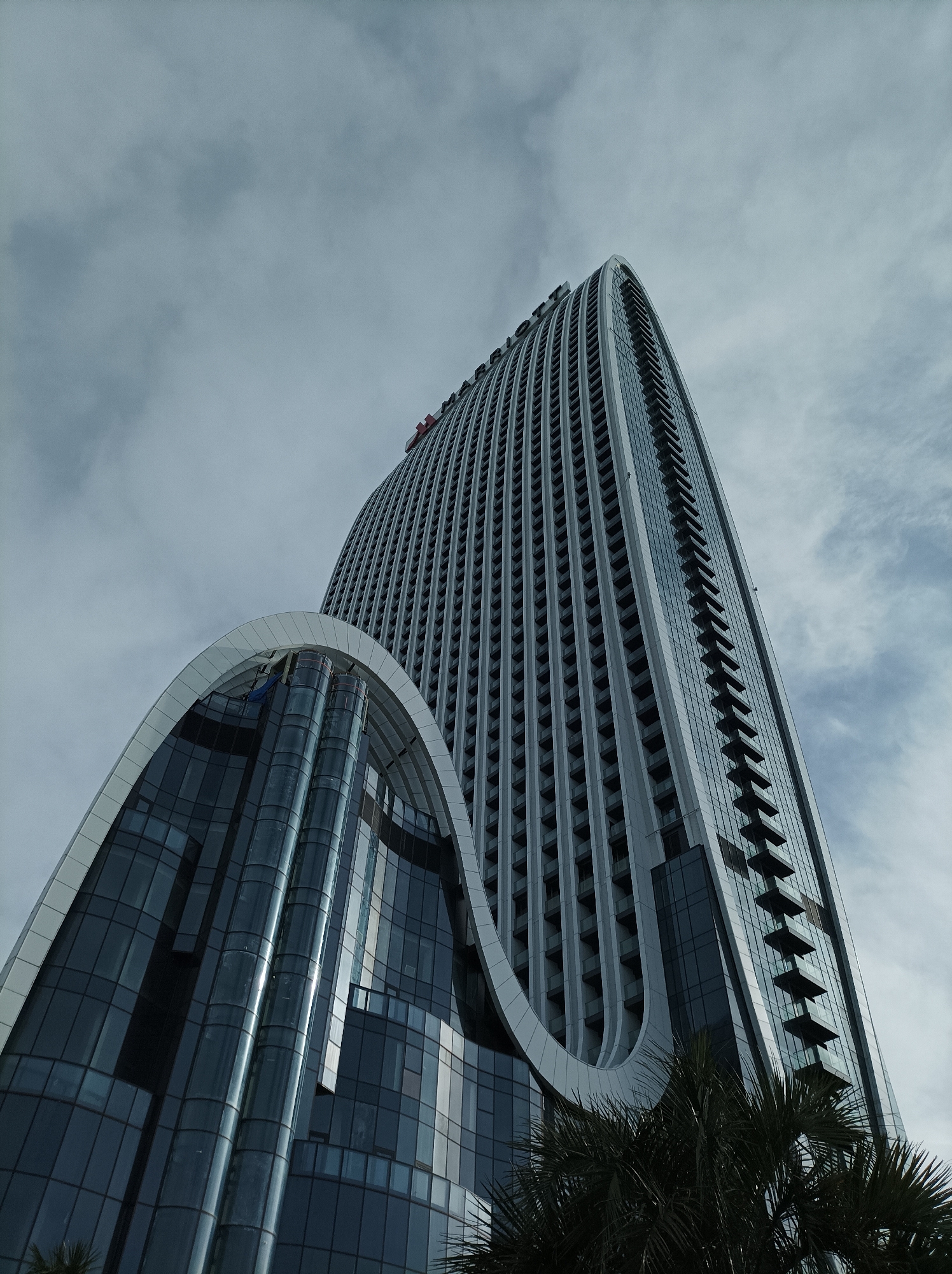 Marriott Hotel tower photographed from below in Batumi Georgia