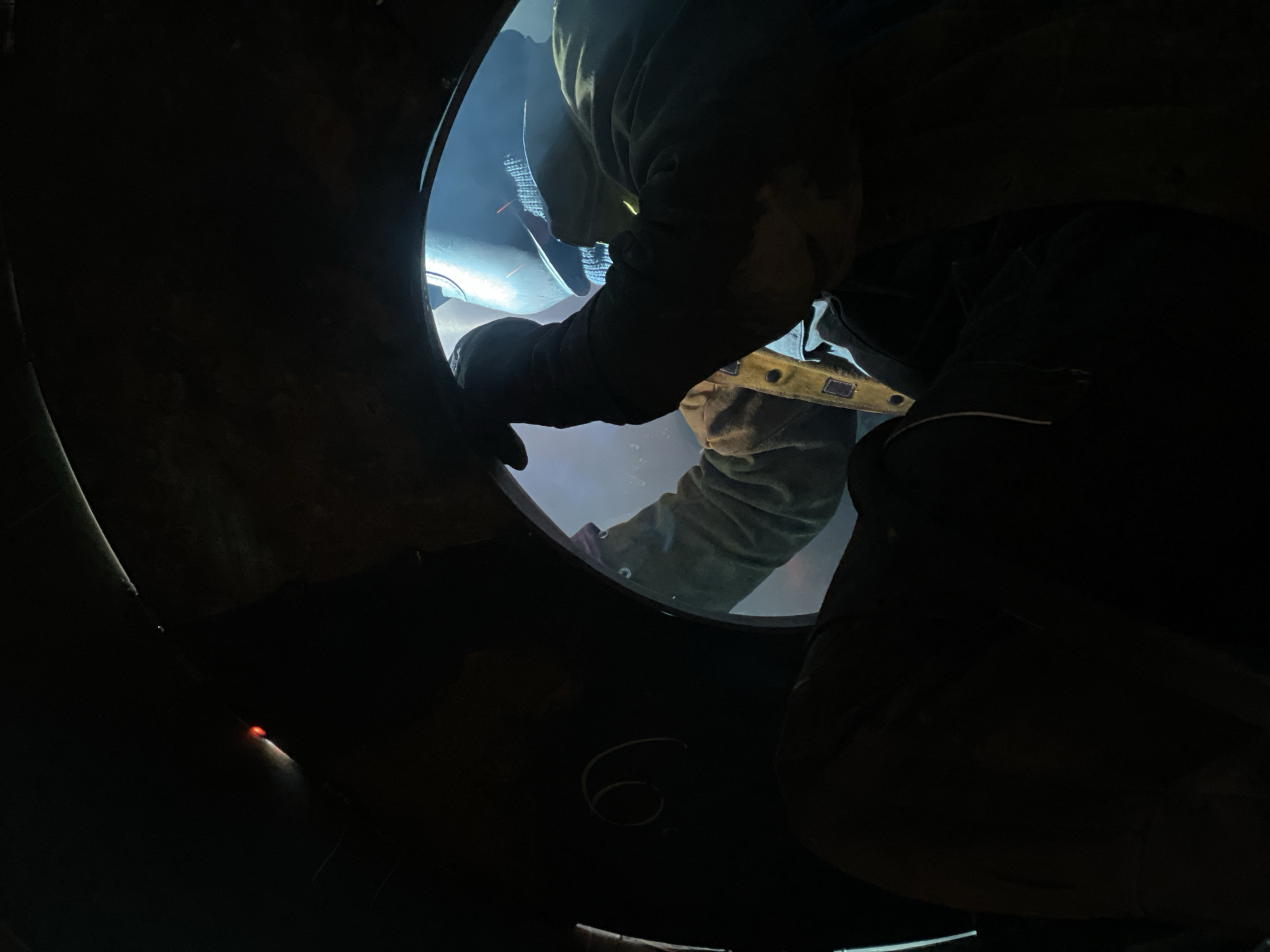 Industrial welding work conducted in cylindrical structure, Montenegro