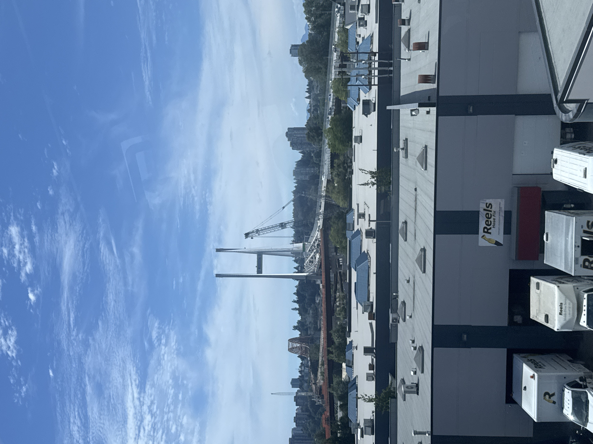 Heavy construction underway at a Surrey industrial site
