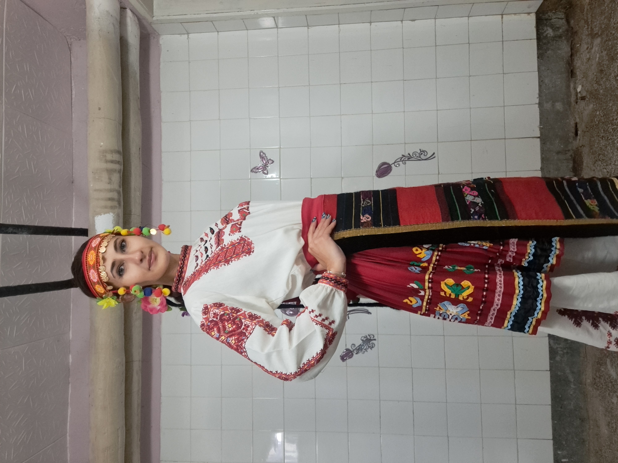 Traditional Bulgarian folk costume performance observed in Lokorsko