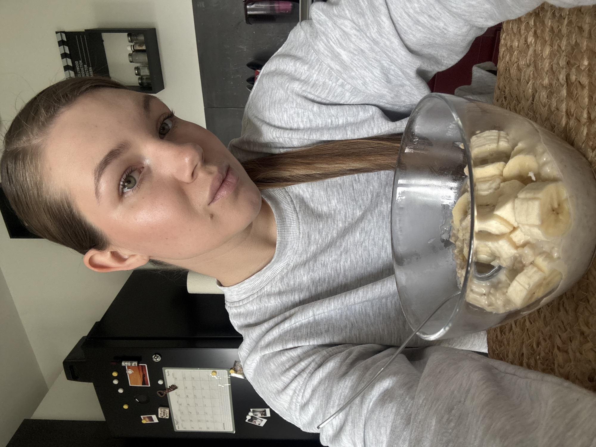Woman's morning breakfast routine documented in Belgrade suburb