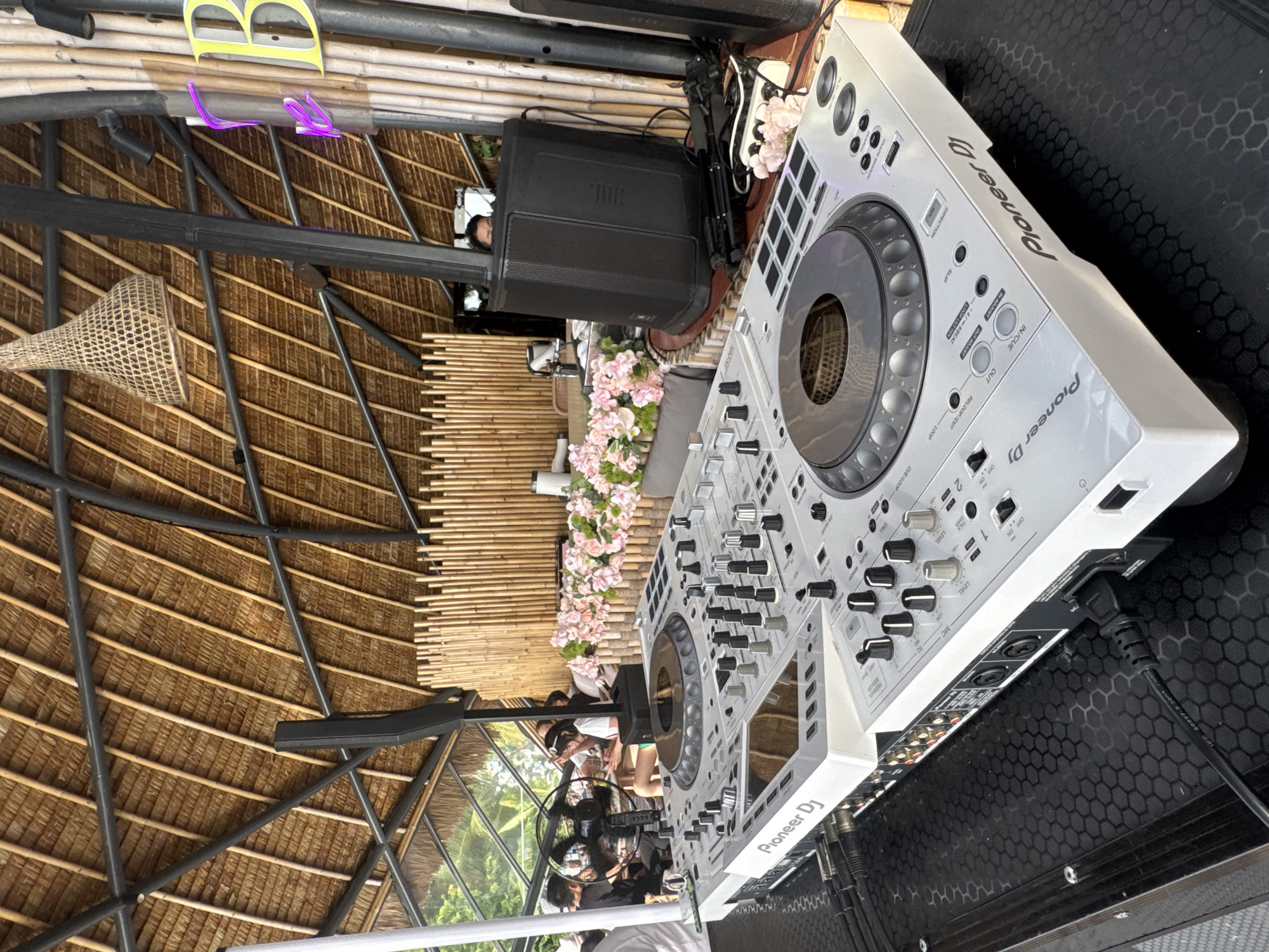 Morning at oceanfront restaurant in Karon with DJ setup