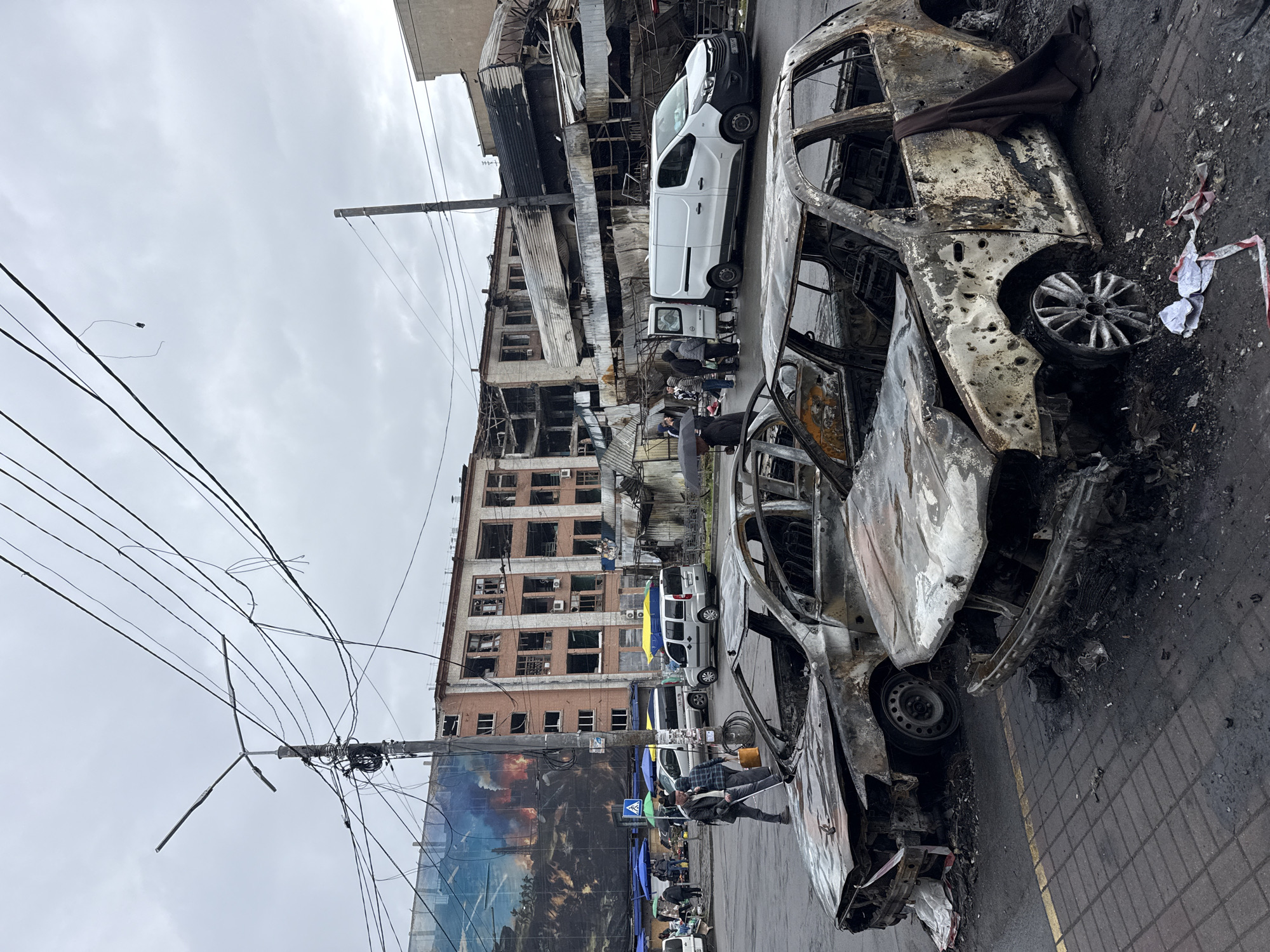 Witnesses document extensive blast damage across Kyiv locations