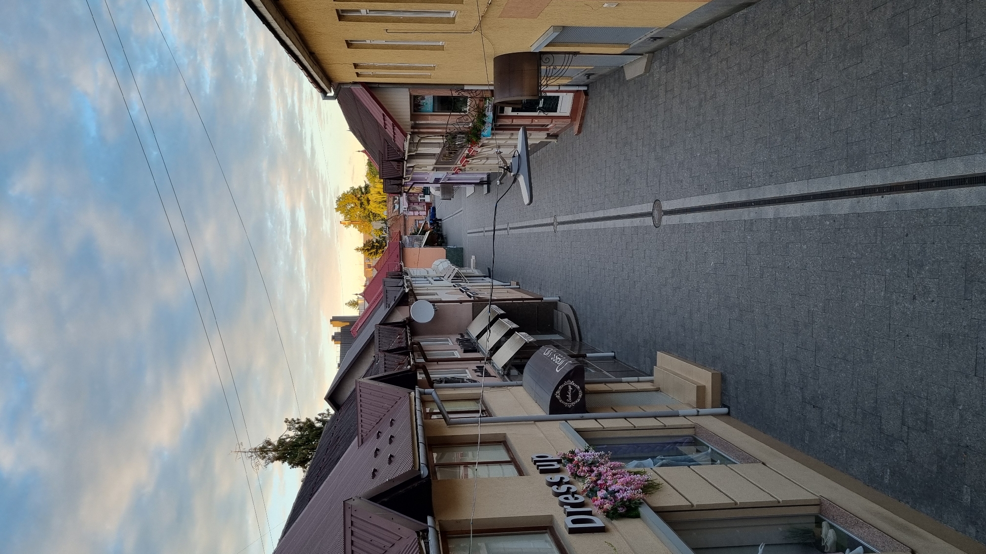 Shopping street and wellness stop in Mukachevo, Ukraine
