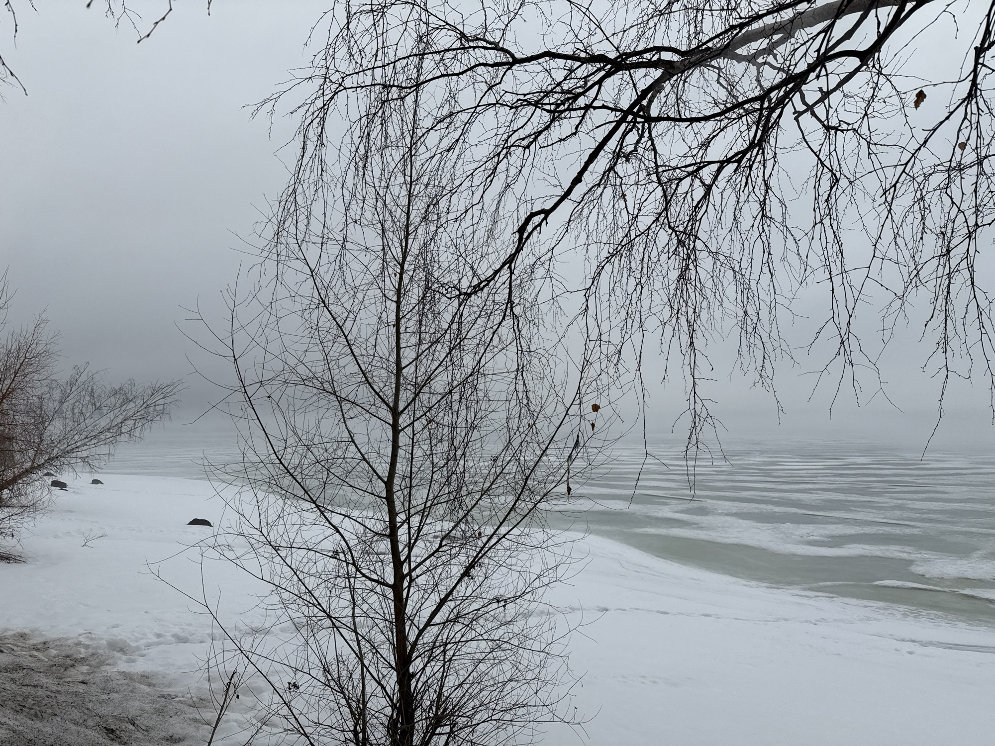 Winter scenes documented around Votkinsk Reservoir in Chaikovsky, Russia