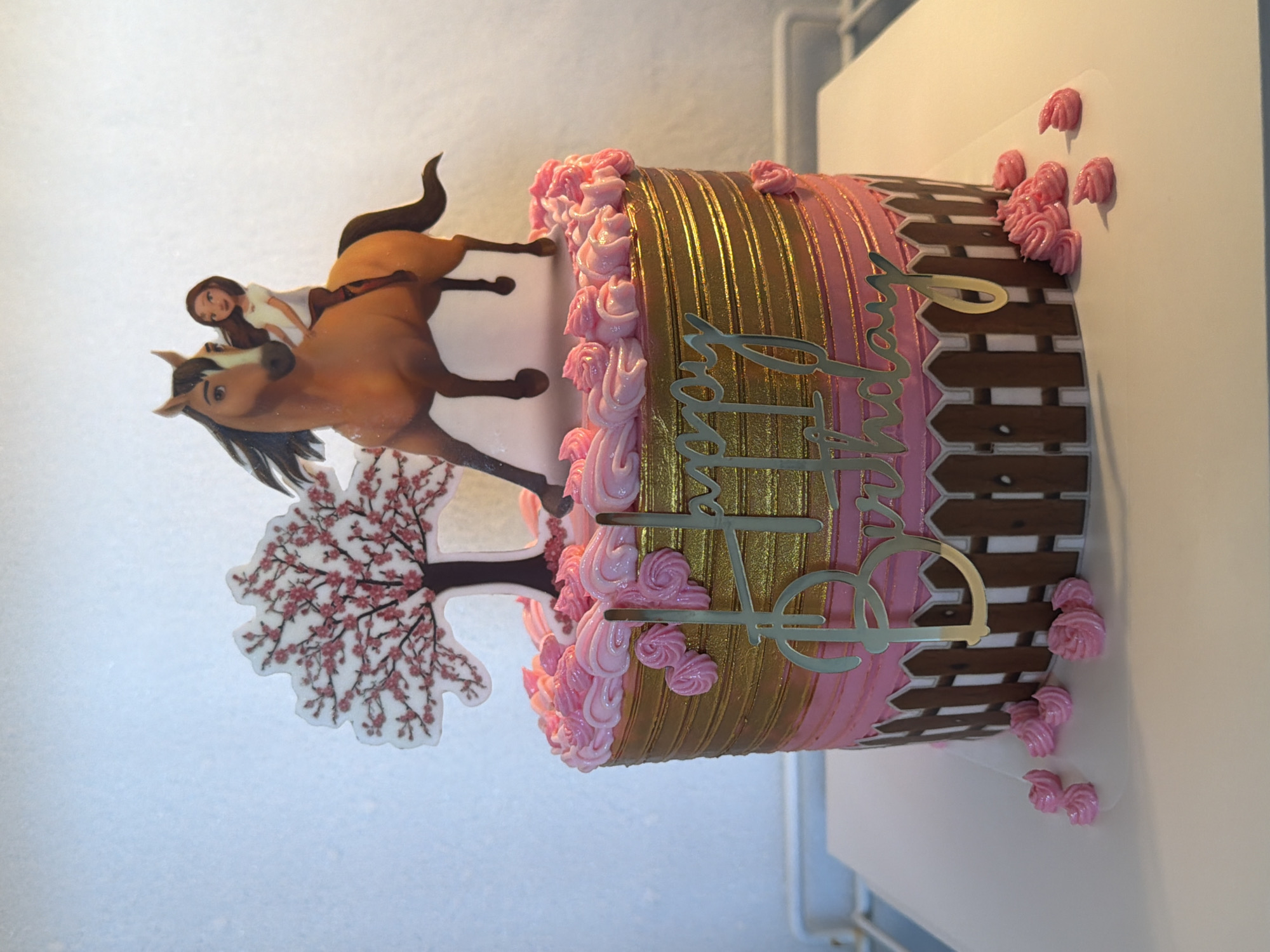 Decorated cake on a counter in Tel Aviv
