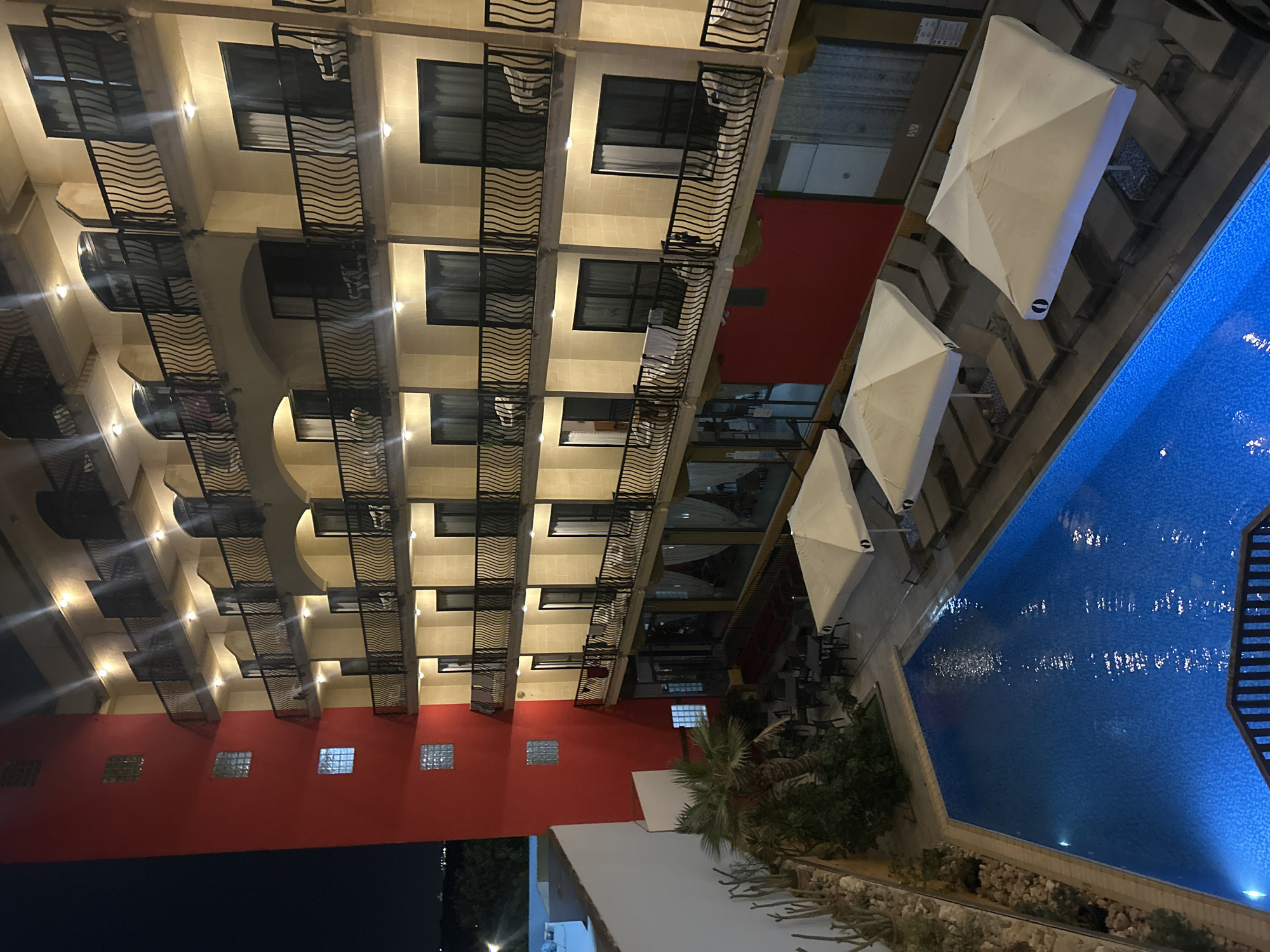 Hotel observed at night in Saint Paul's Bay, Malta