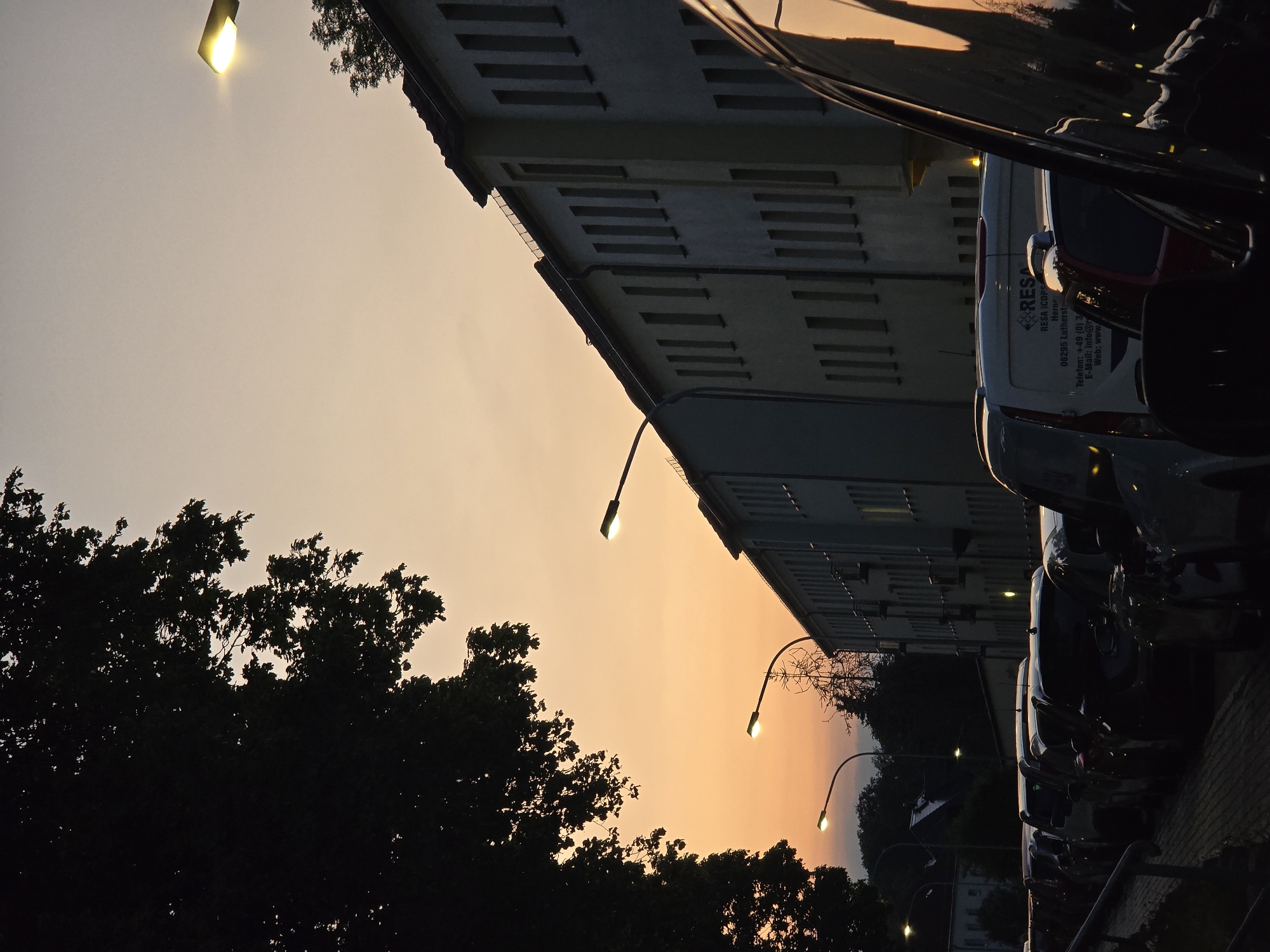 Sunset street scene captured in Lutherstadt Eisleben, Germany