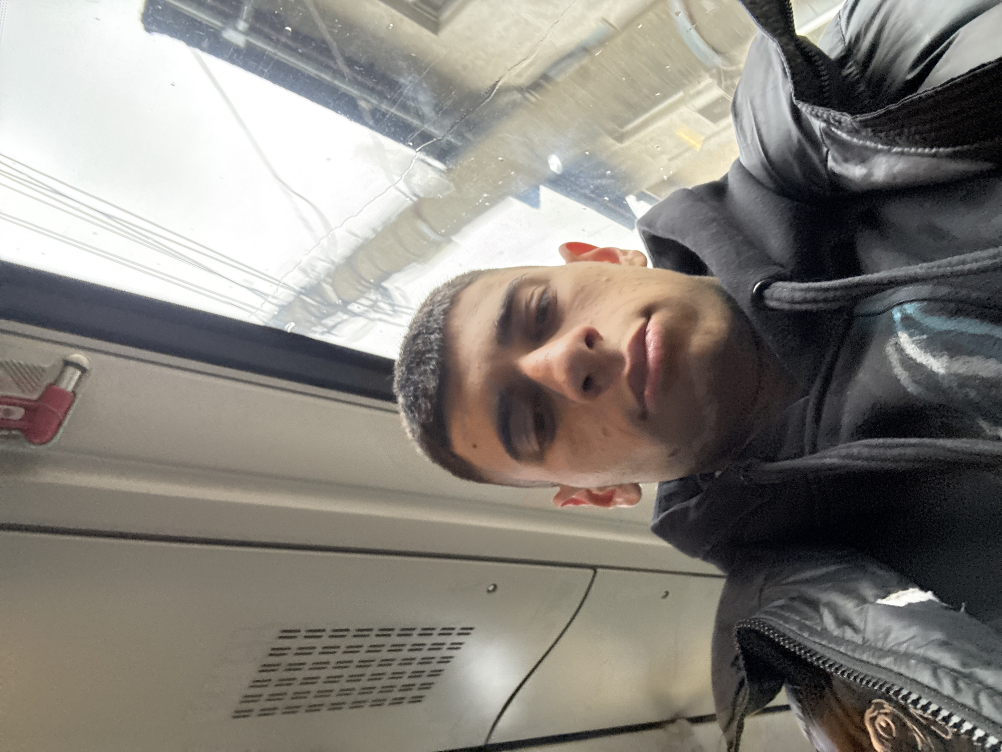 Commuter takes selfie on Sofia public transport
