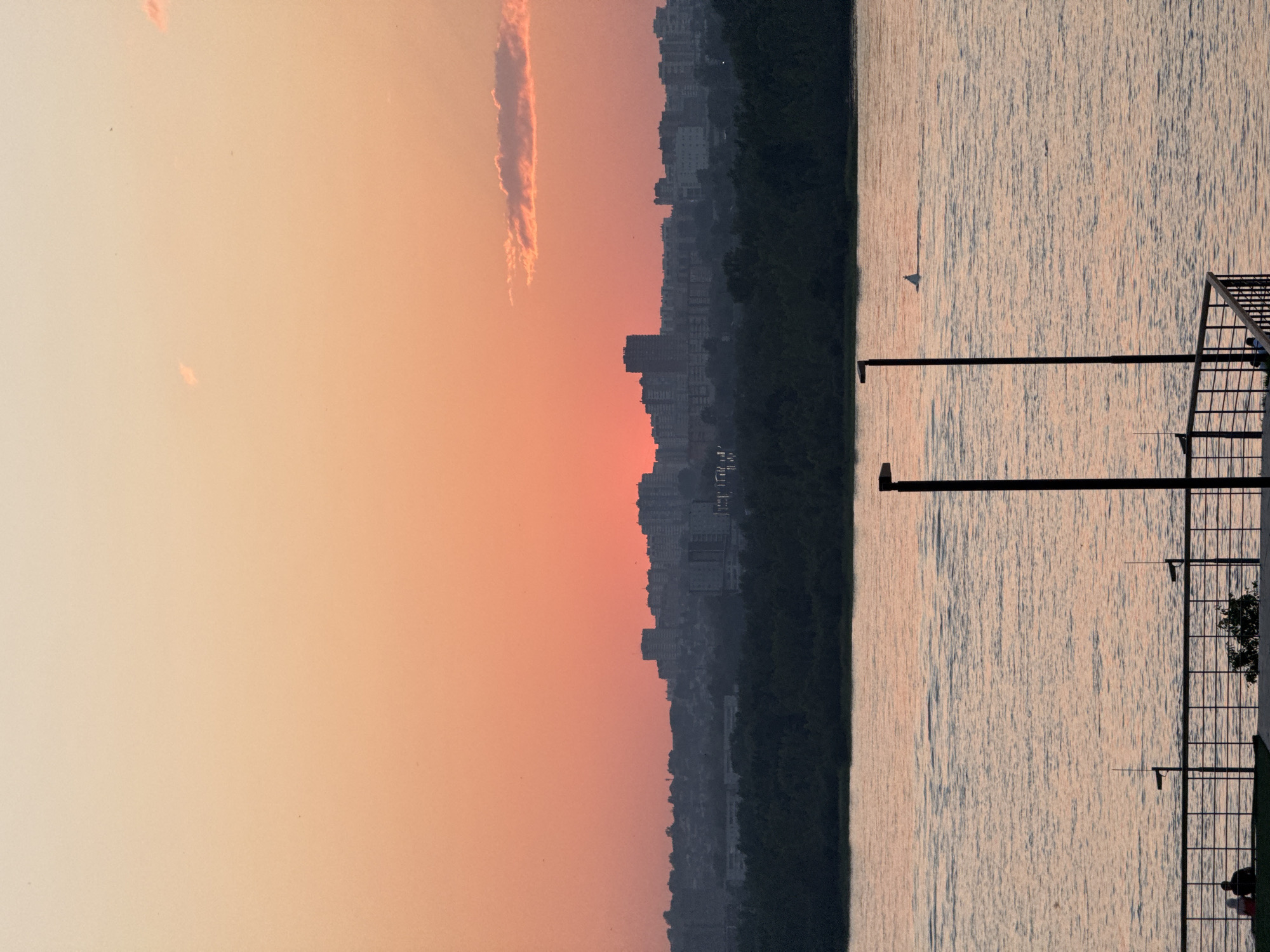 Sunset over the Yenisei River and Krasnoyarsk skyline, multiple angles
