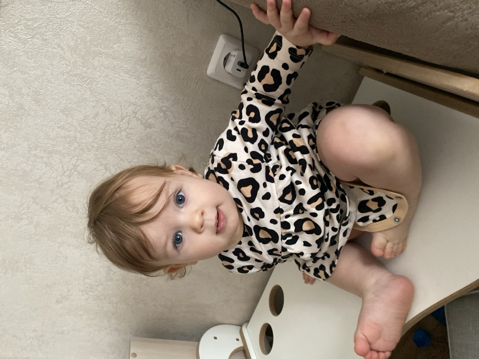 Toddler and Pomeranian share quiet moments in Krasnodar home