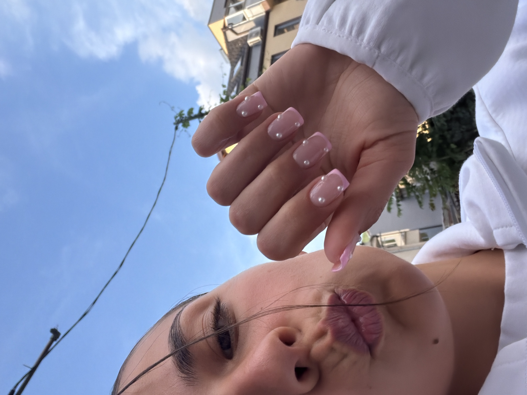 Woman documents beauty routine with selfies in Gabrovo, Bulgaria