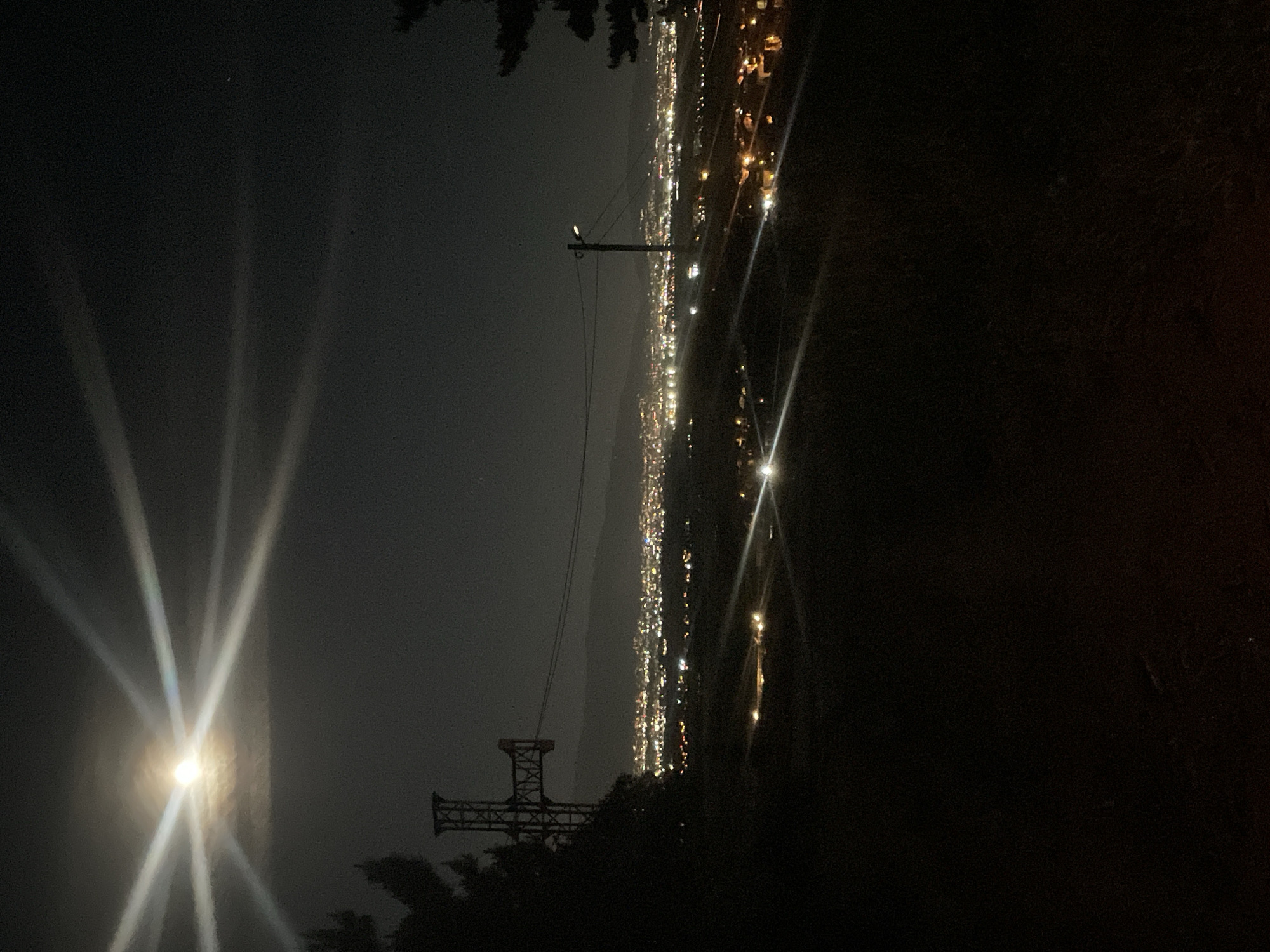 Nighttime city views captured from elevated position in Voynegovtsi