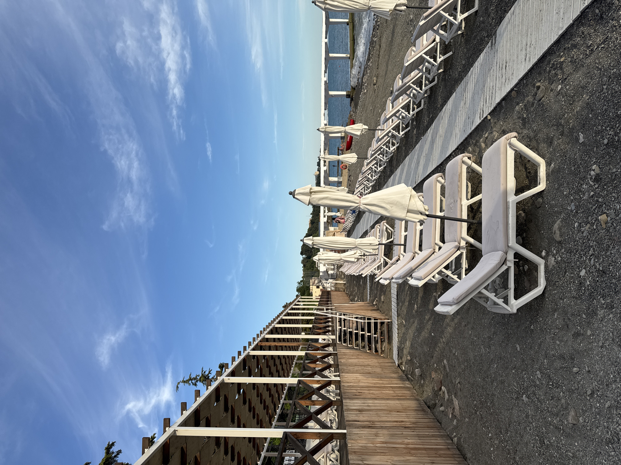 Quiet afternoon on Sochi's Black Sea pebble beach